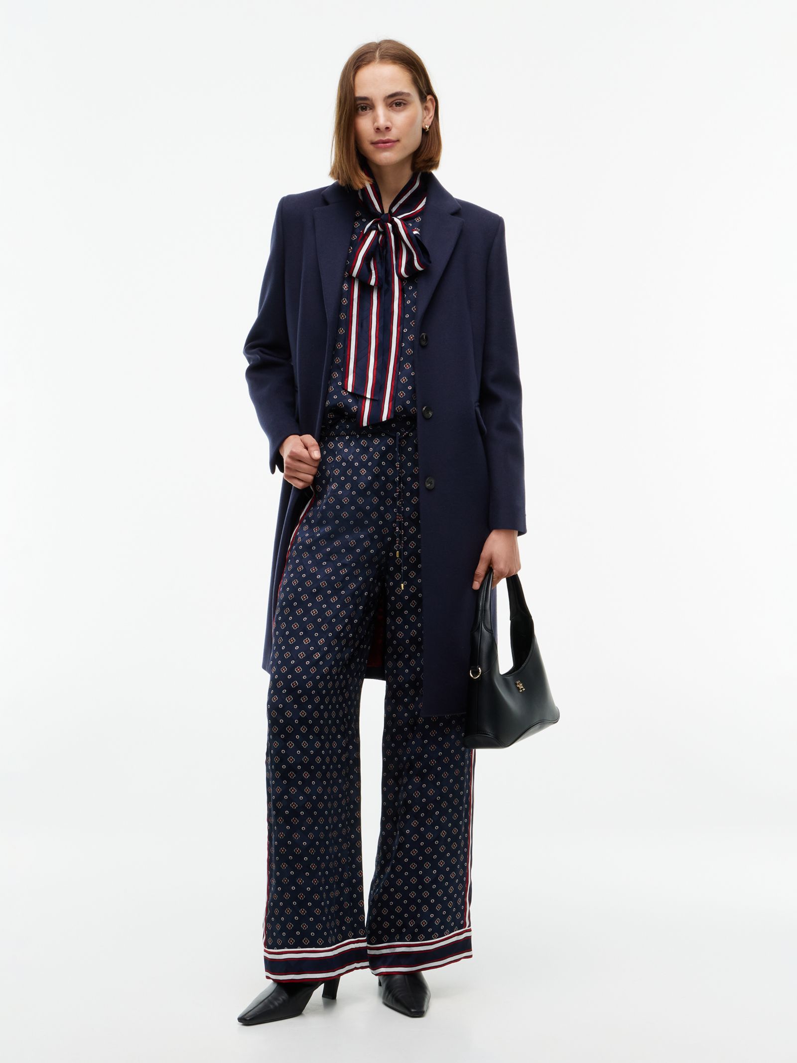 Tommy Hilfiger Relaxed straight broek met jacquard sjaalprint in marine