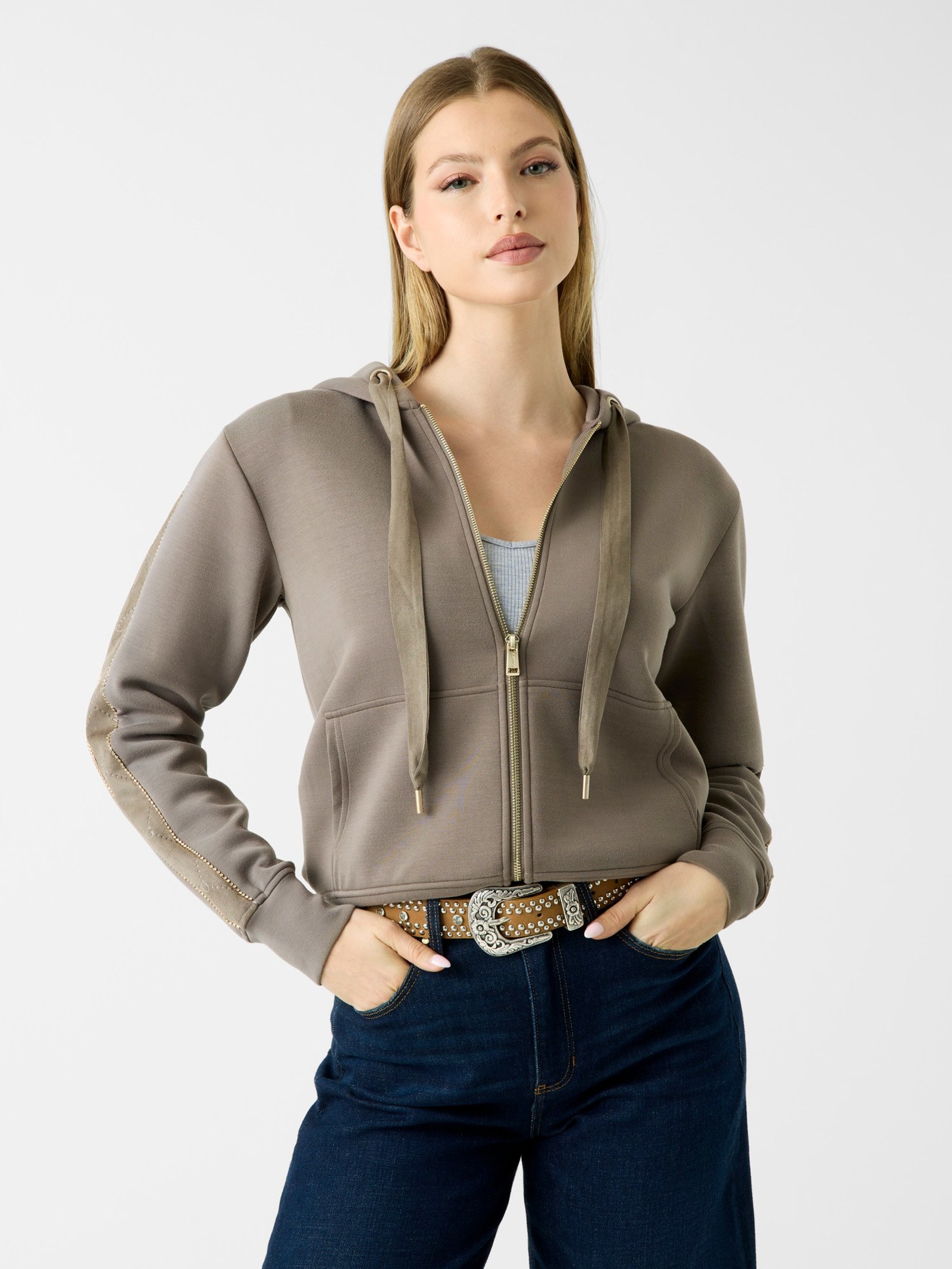 Guess Sweatshirt Met Strass-Steentjes in bruin