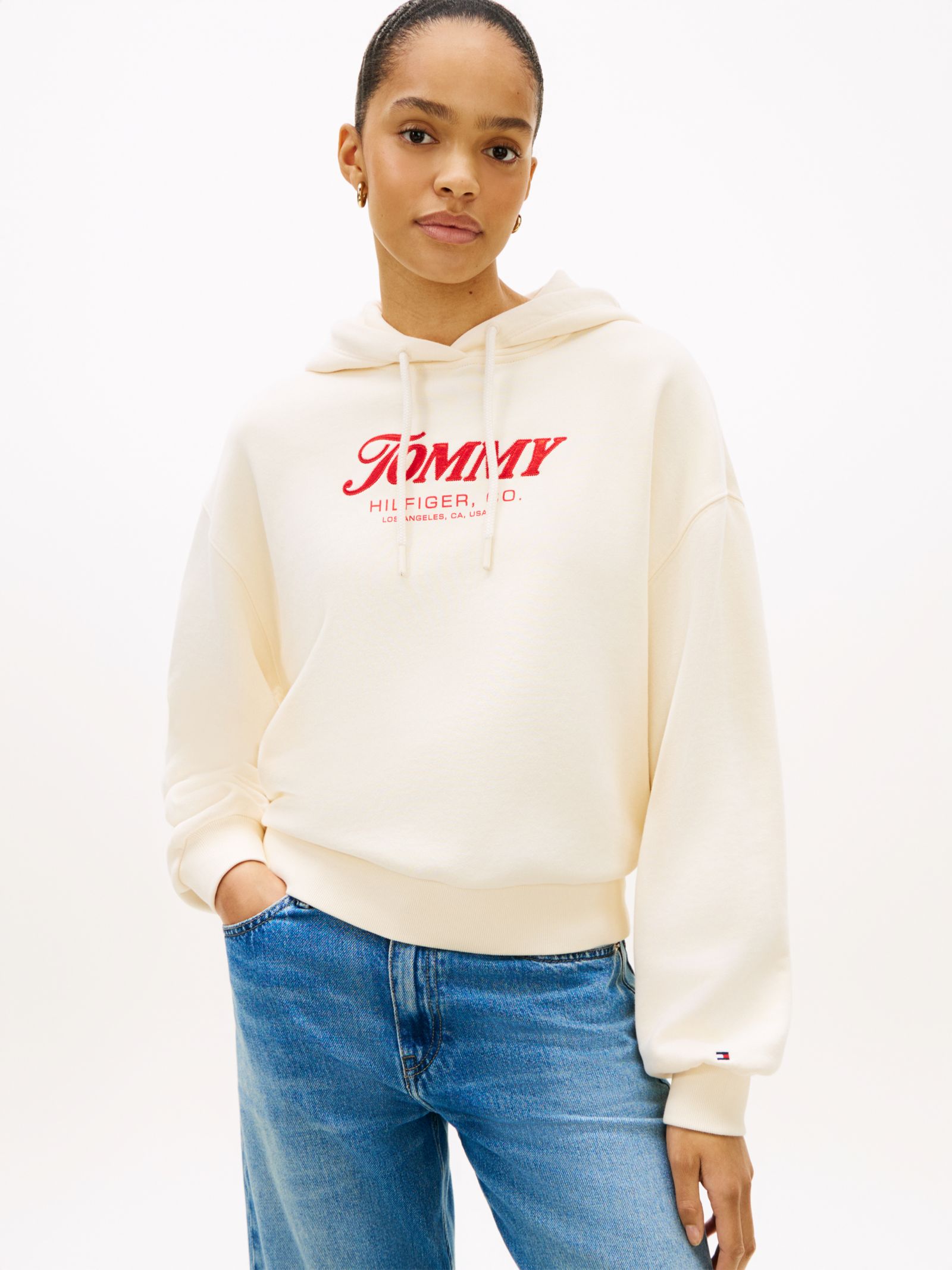 Tommy Hilfiger Relaxed hoodie met trekkoord en textuurlogo