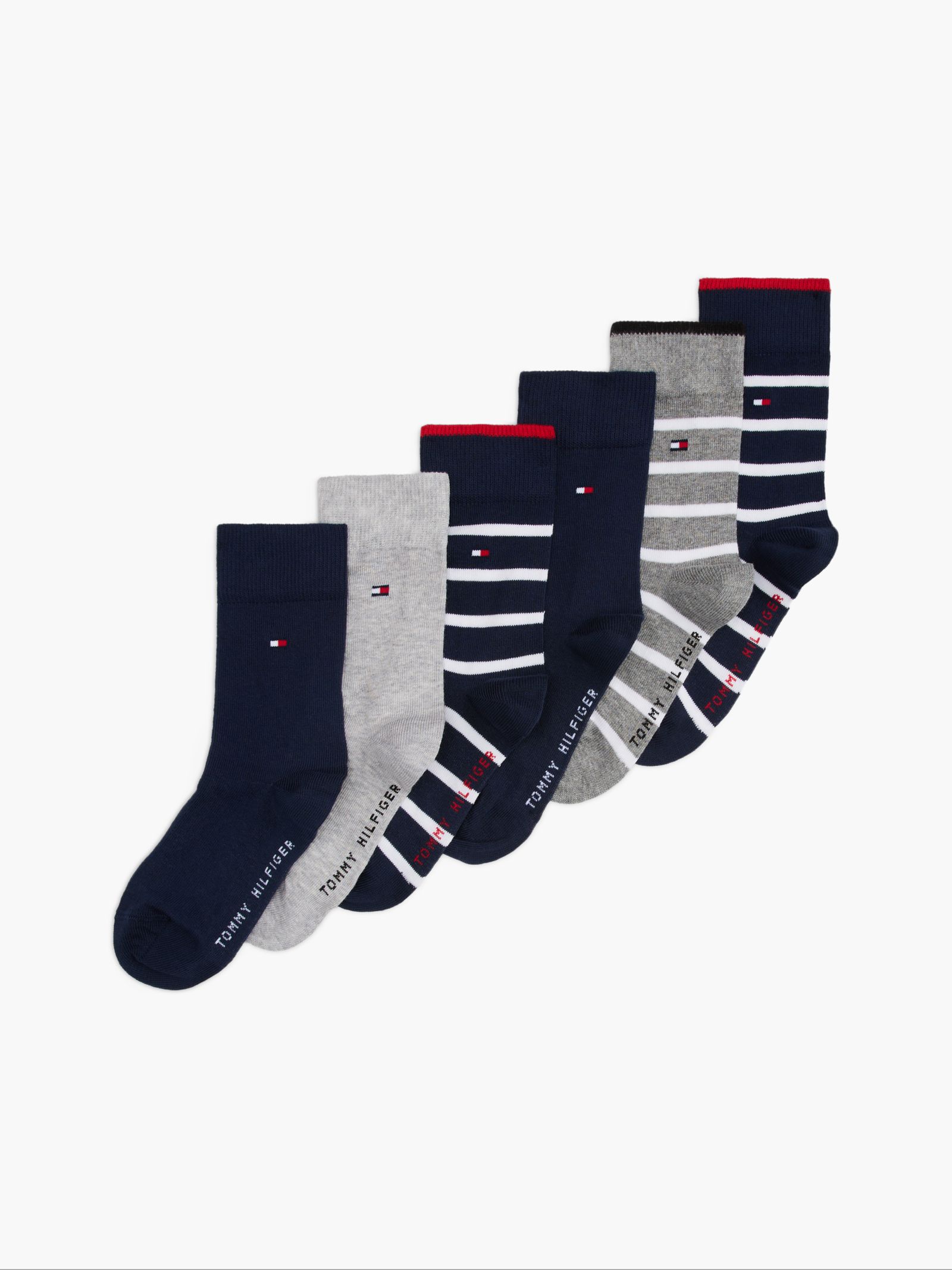 Tommy Hilfiger Set van 6 paar sokken met Bretonse streep en geborduurde vlag