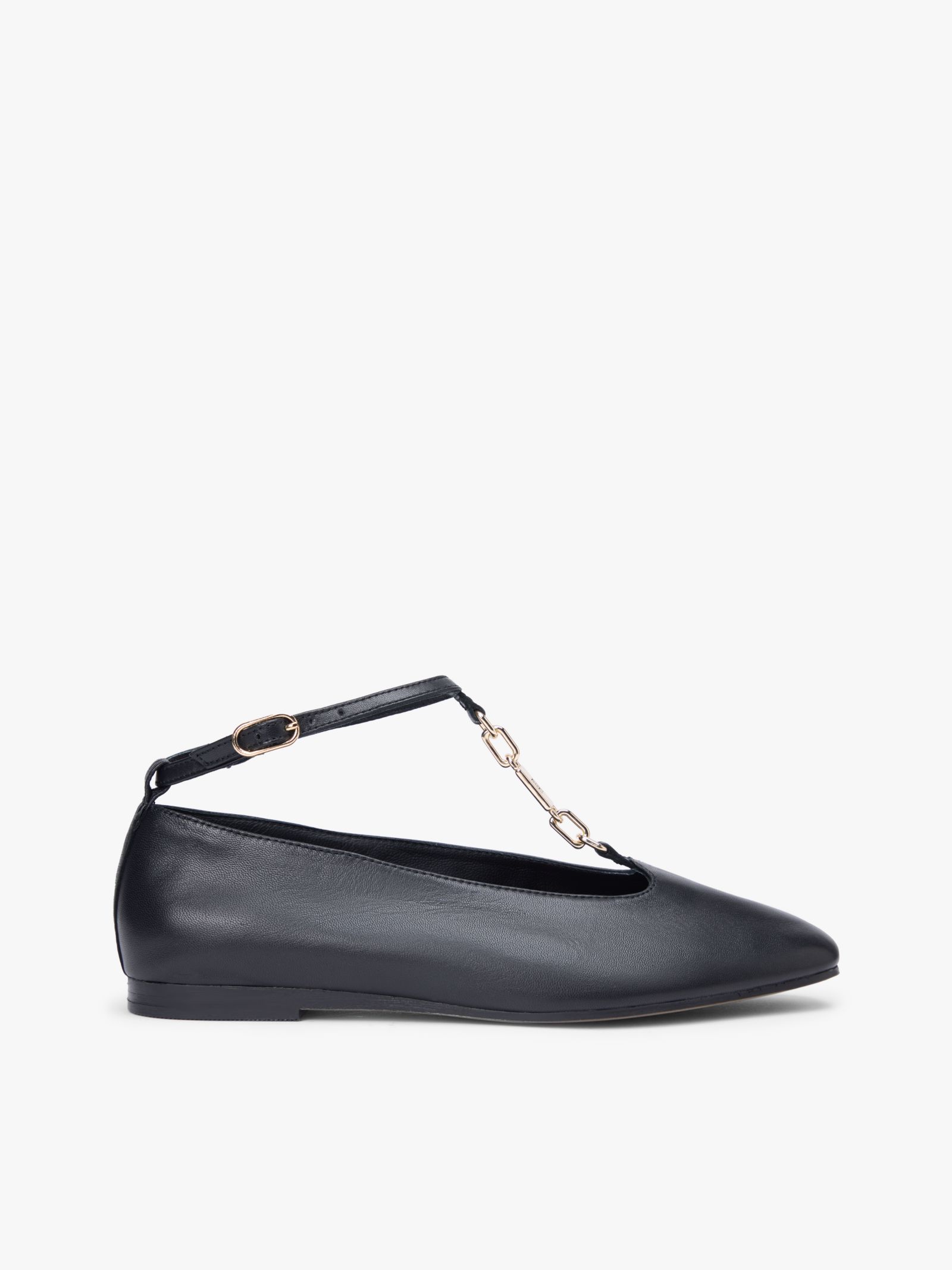 Tommy Hilfiger Leren ballerina met T bandje en schakels