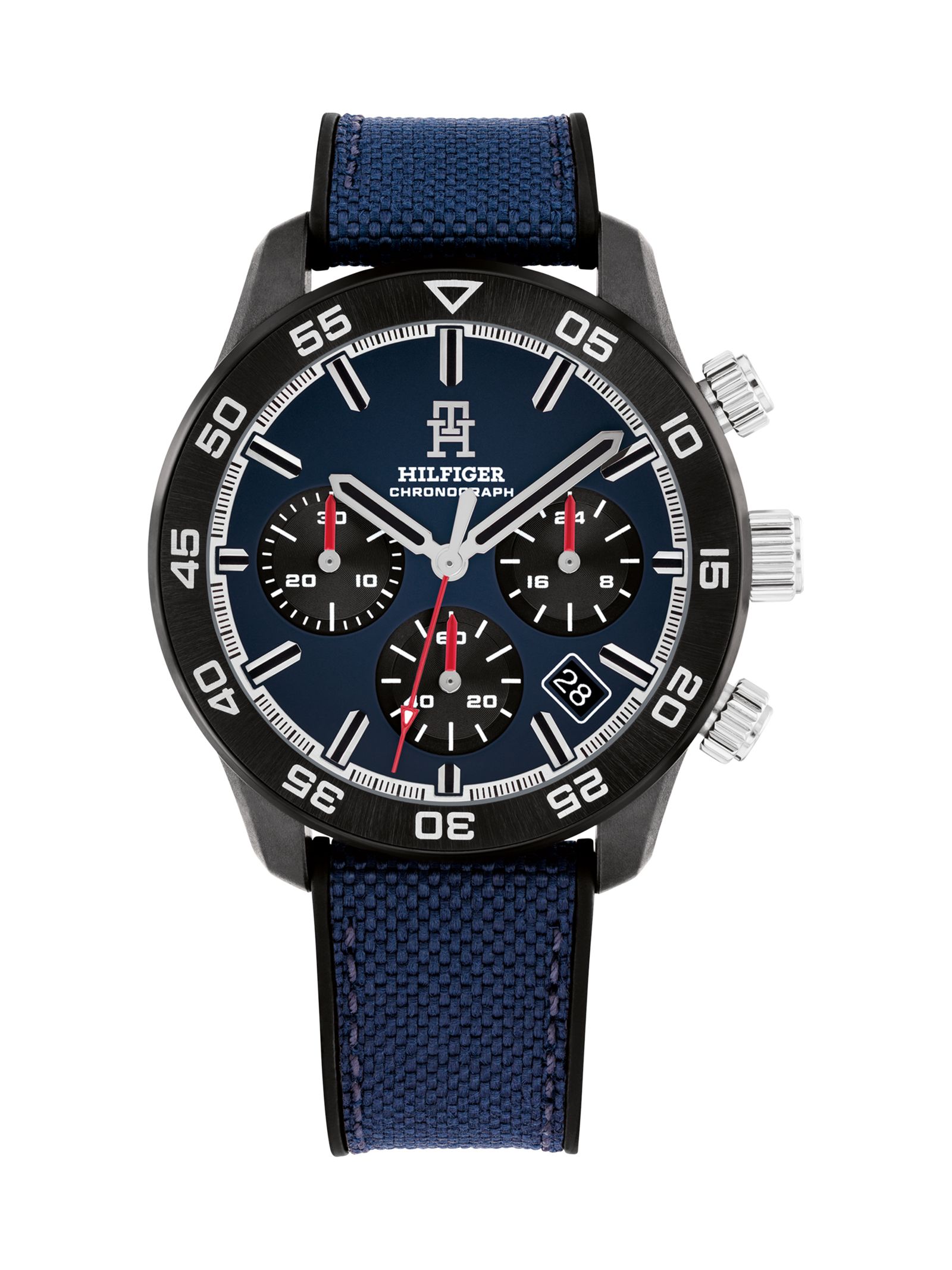 Tommy Hilfiger Marineblauw chronograafhorloge met monogram