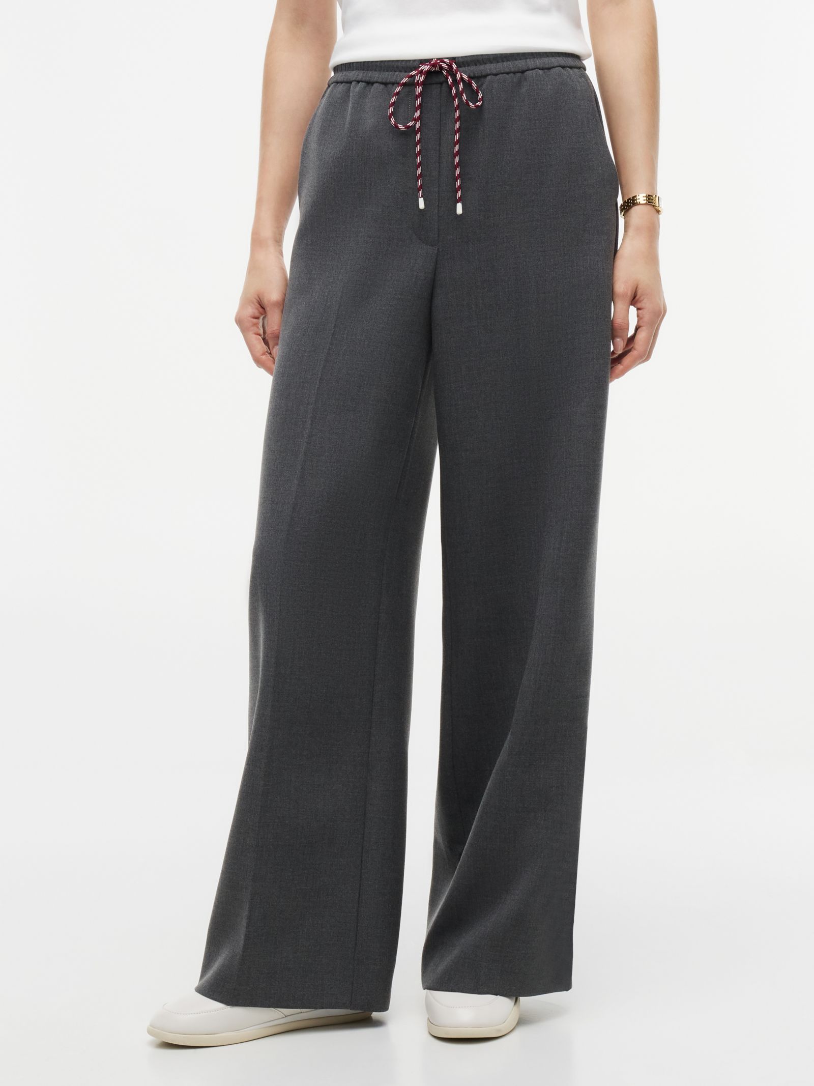 Tommy Hilfiger Broek met wijde broekspijpen en signature streep in grijs
