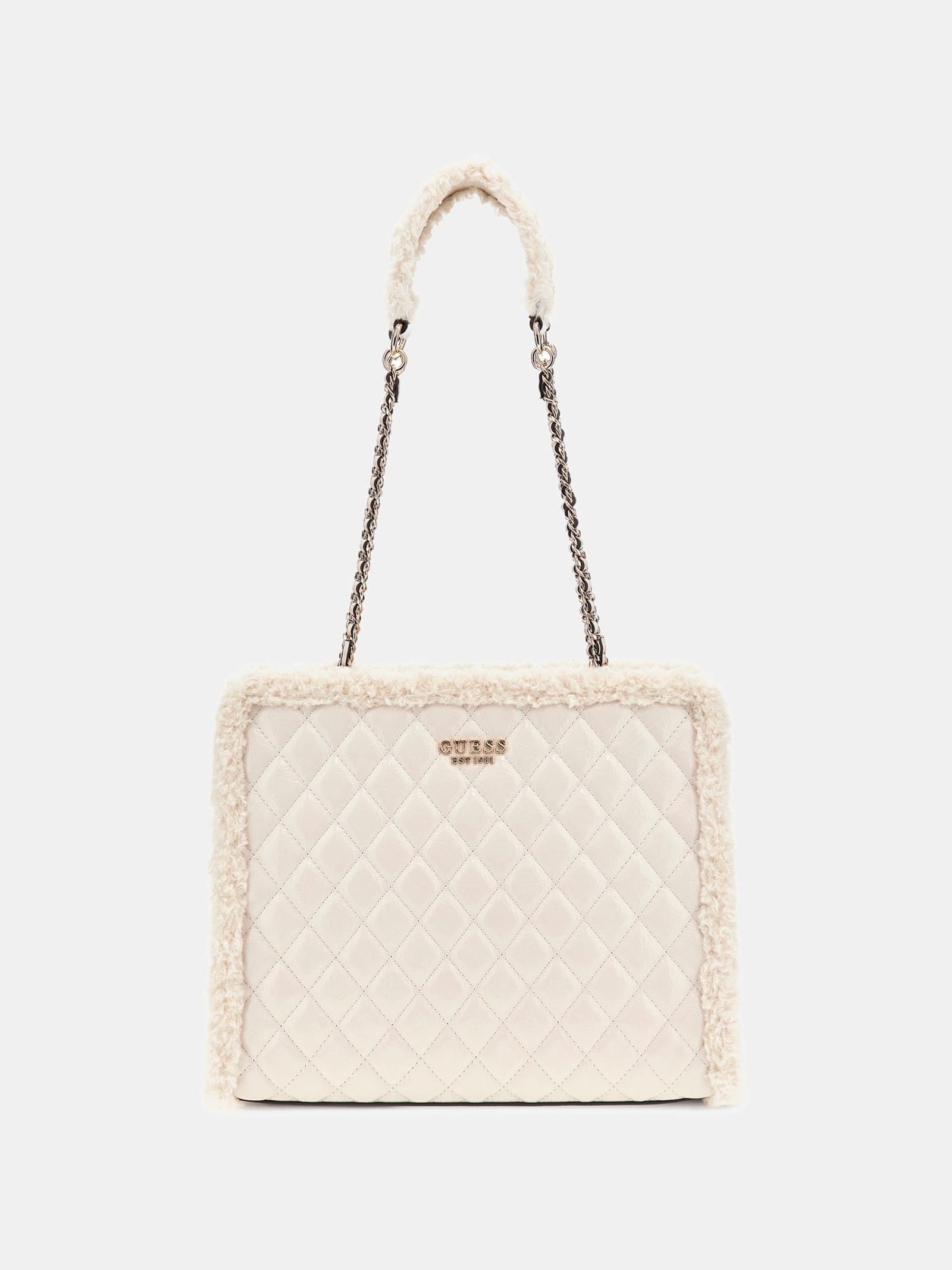 Guess Handtas Cristi Kunstbont in wit