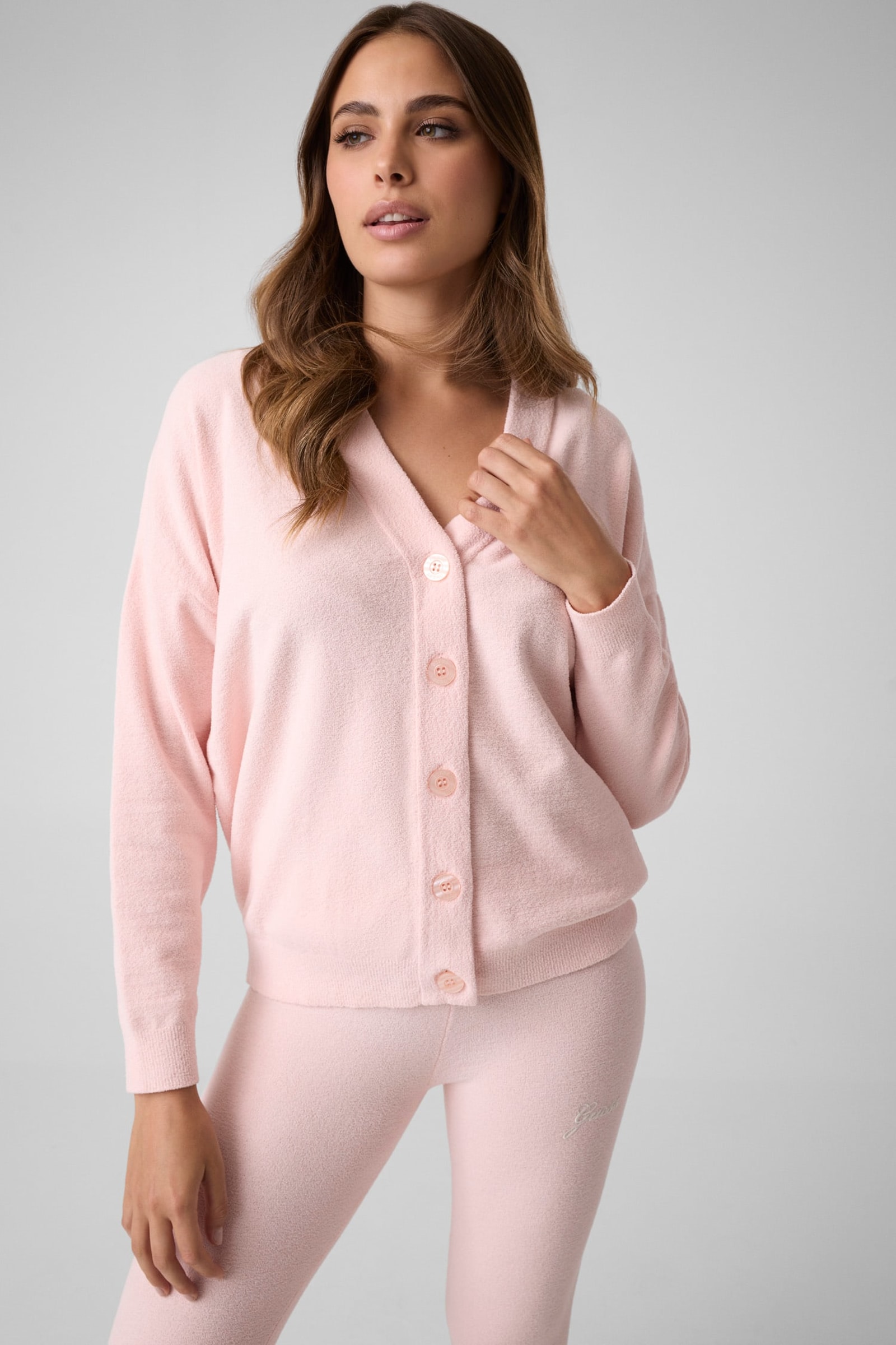 Guess Aria Gebreid Vest in roze