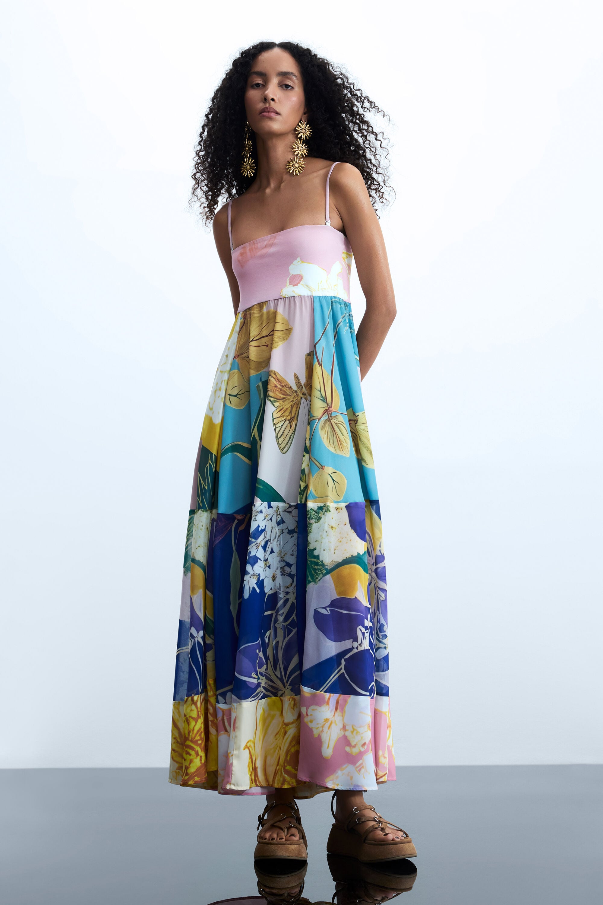 Desigual Lange bedrukte jurk in multicolor