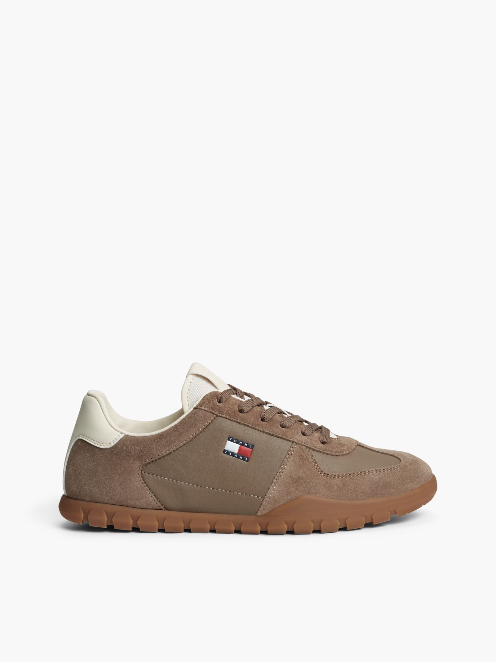 Tommy Jeans lage leren sneaker met profielzool for men in bruin