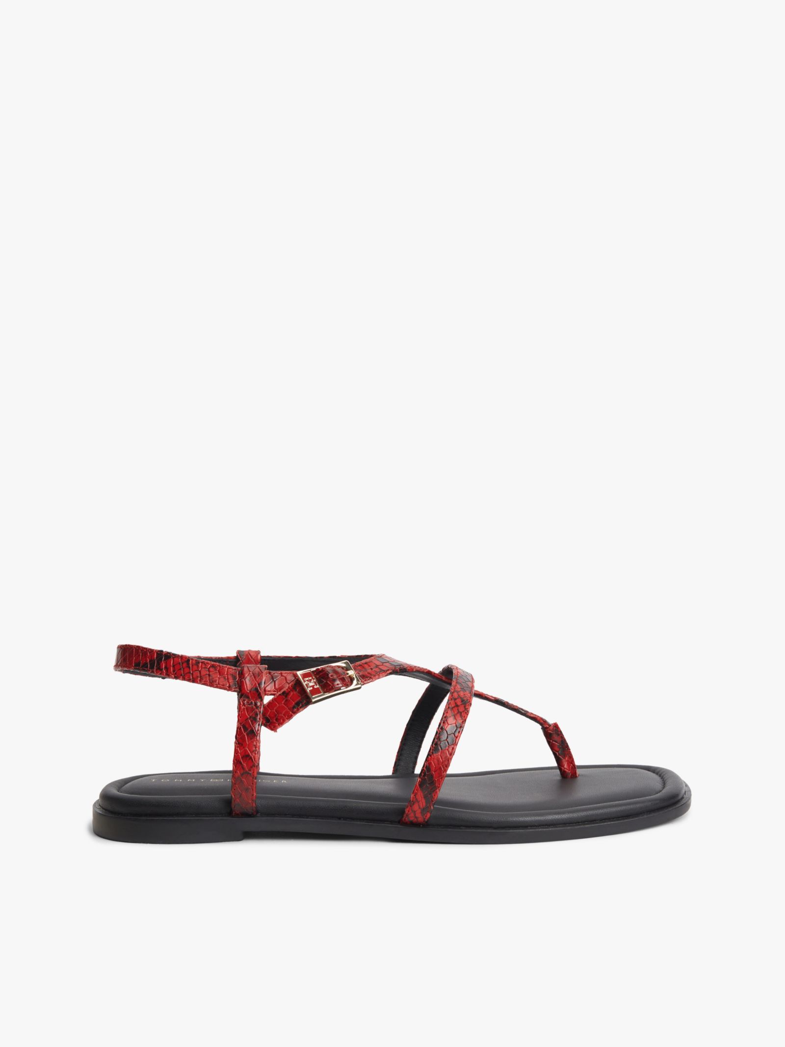 Tommy Hilfiger Leren teensandaal met slangenprint en bandjes