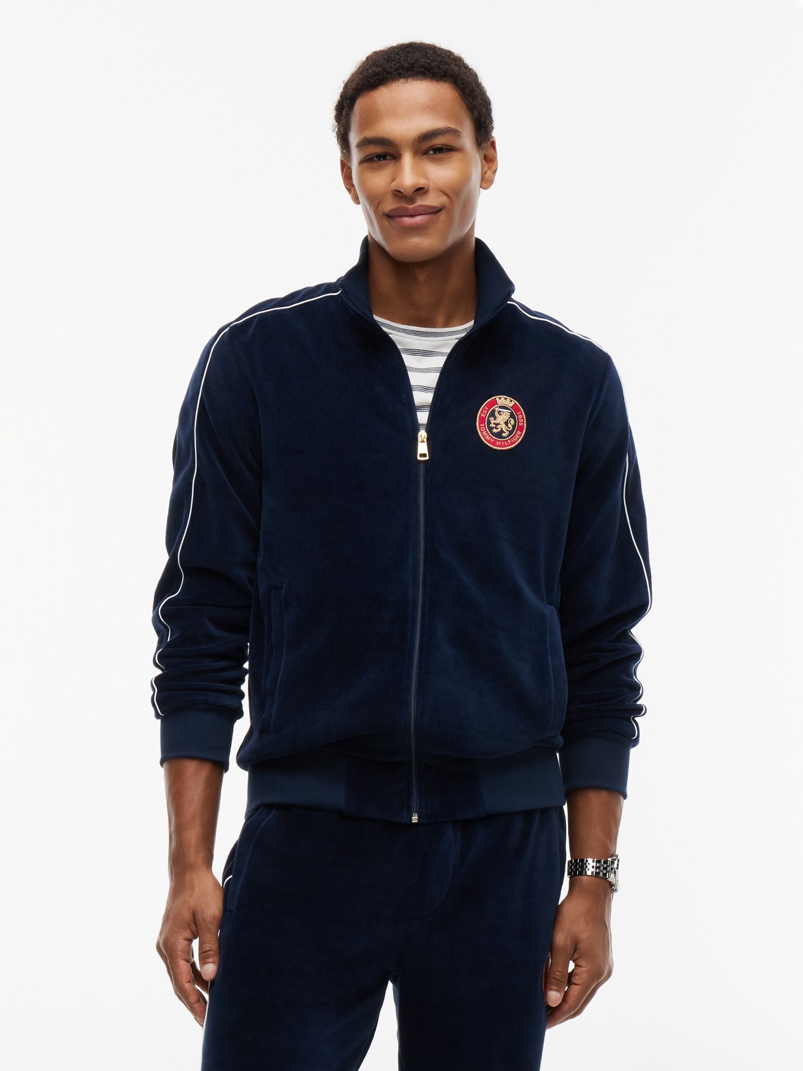 Tommy Hilfiger velours trainingsjack met embleem