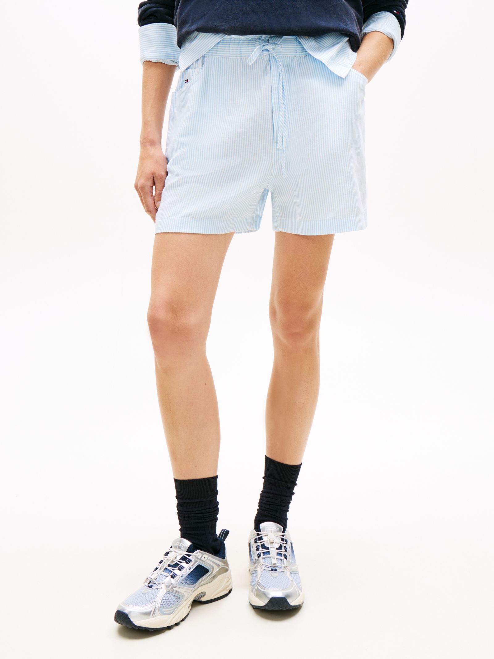 Tommy Jeans linnenmix short met 5 pocketmodel in blauw