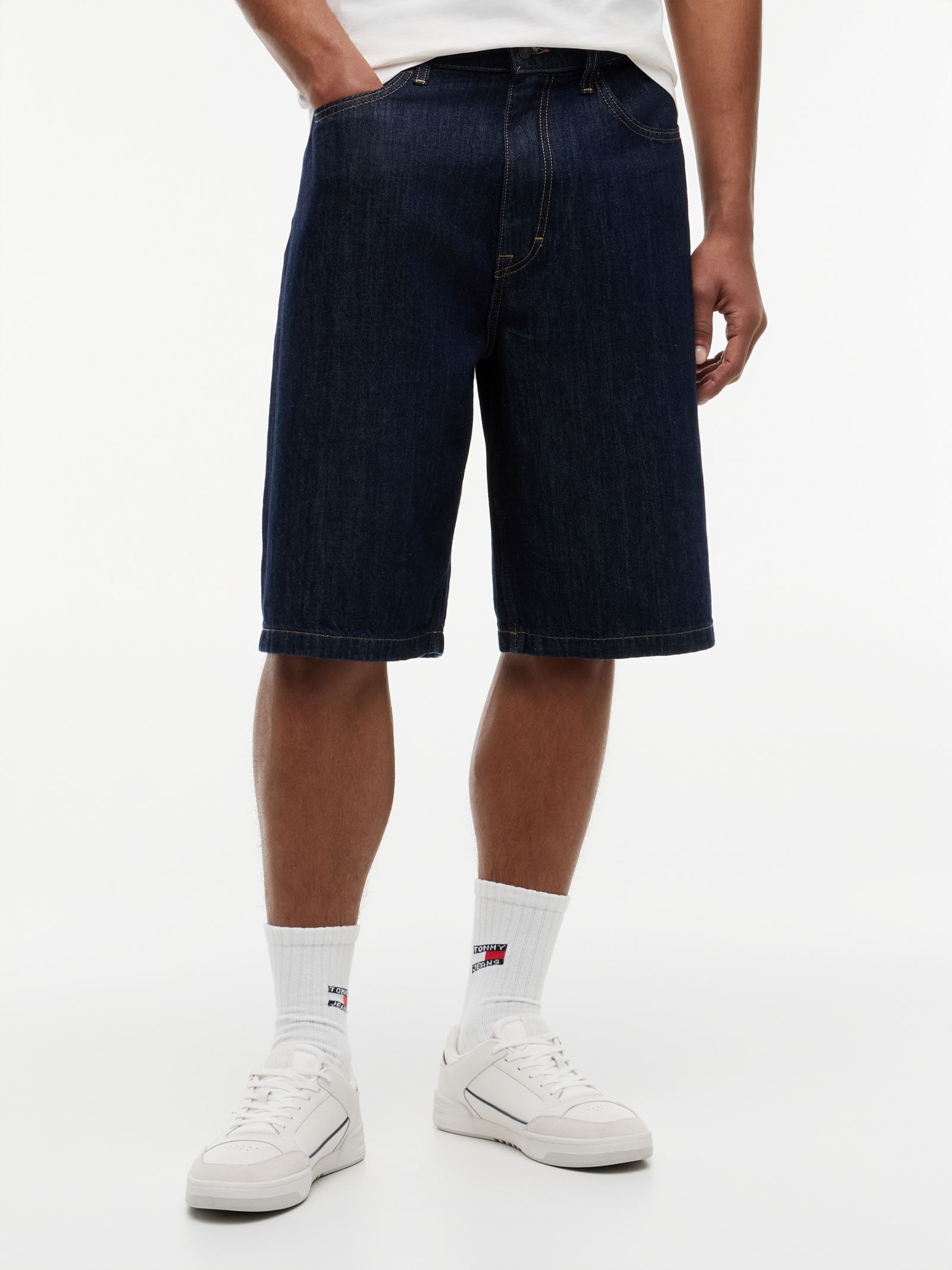 Tommy Jeans Theo loose denim short met linnen