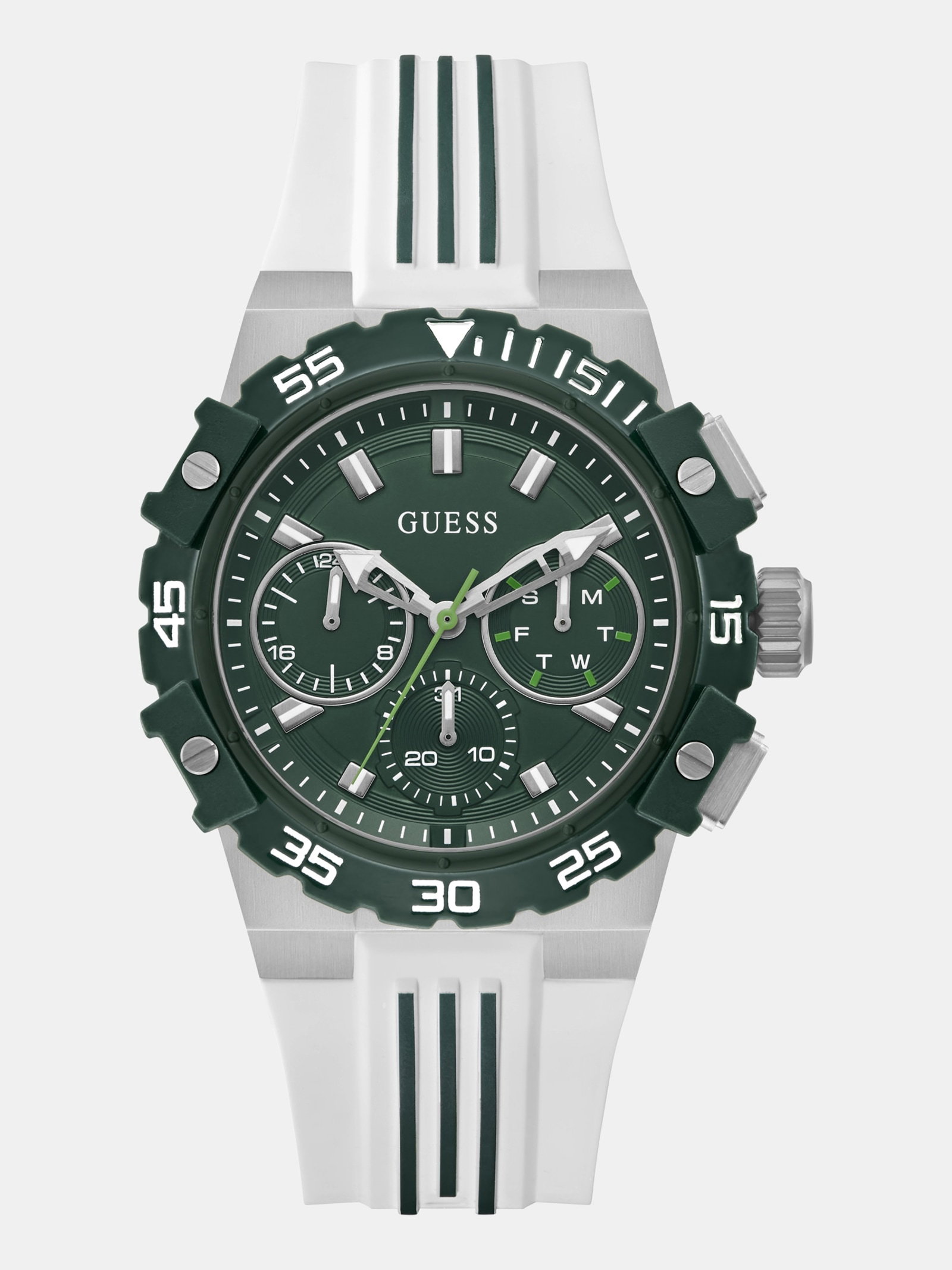 Guess Siliconen Multifunctioneel Horloge 42,5 Mm in wit