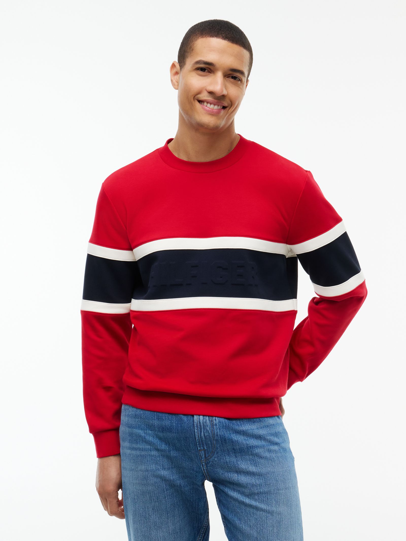 Tommy Hilfiger Intechno gebreid sweatshirt met colour blocking in rood