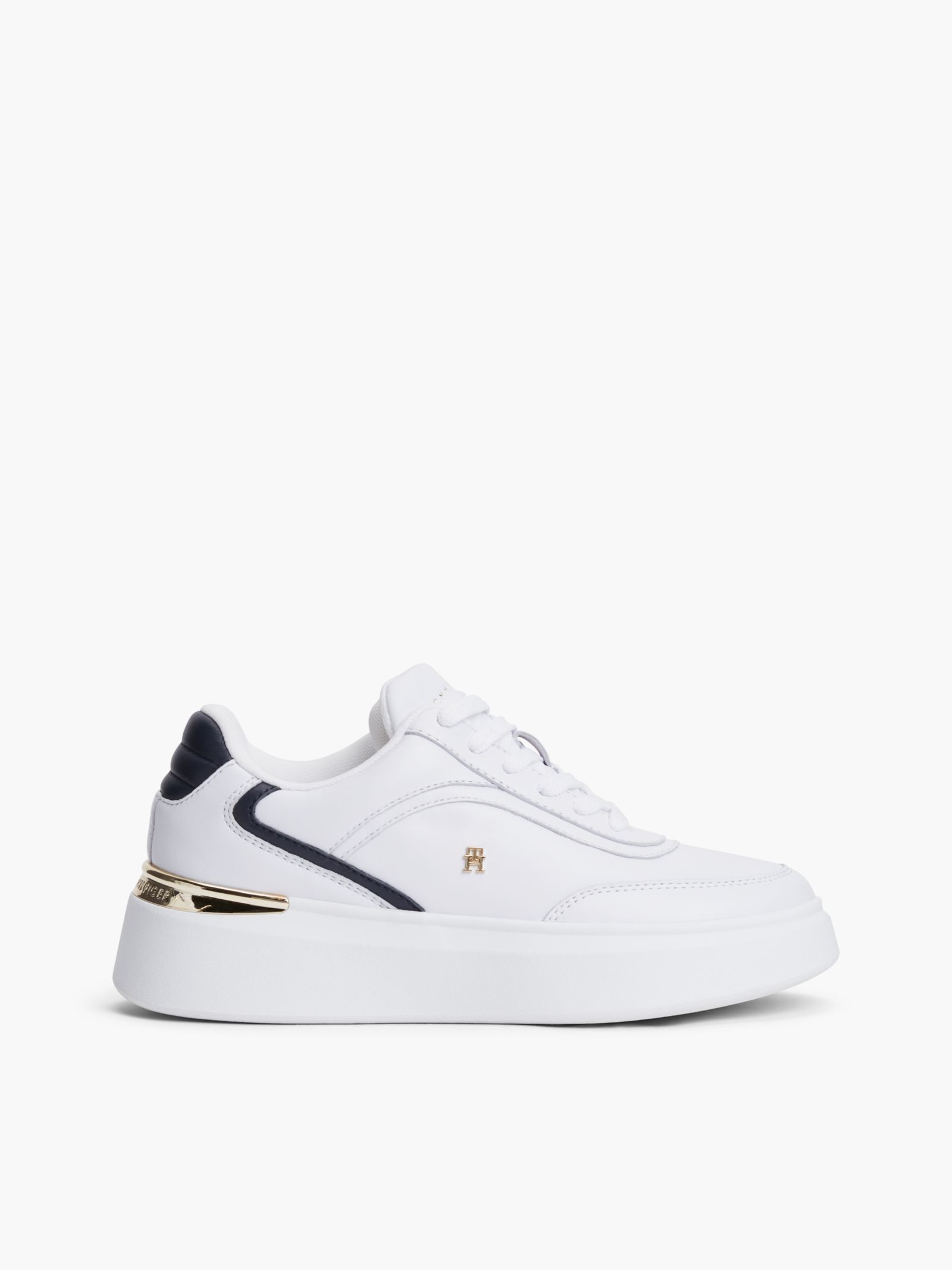 Tommy Hilfiger leren platformsneaker met TH Monogram in wit