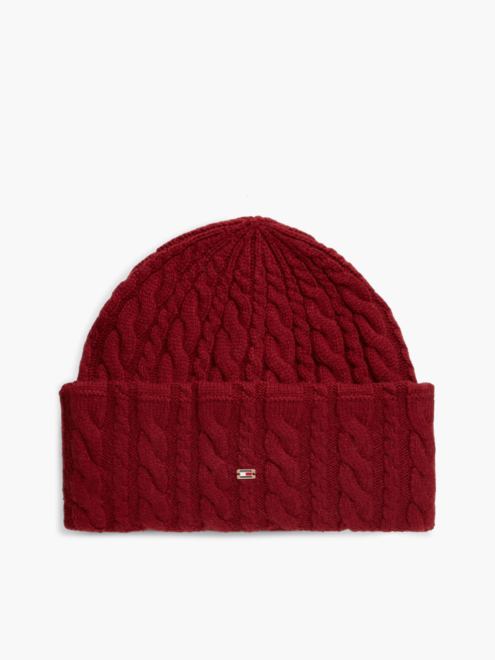 Tommy Hilfiger Kabelgebreide beanie met vlag en alpaca in rood