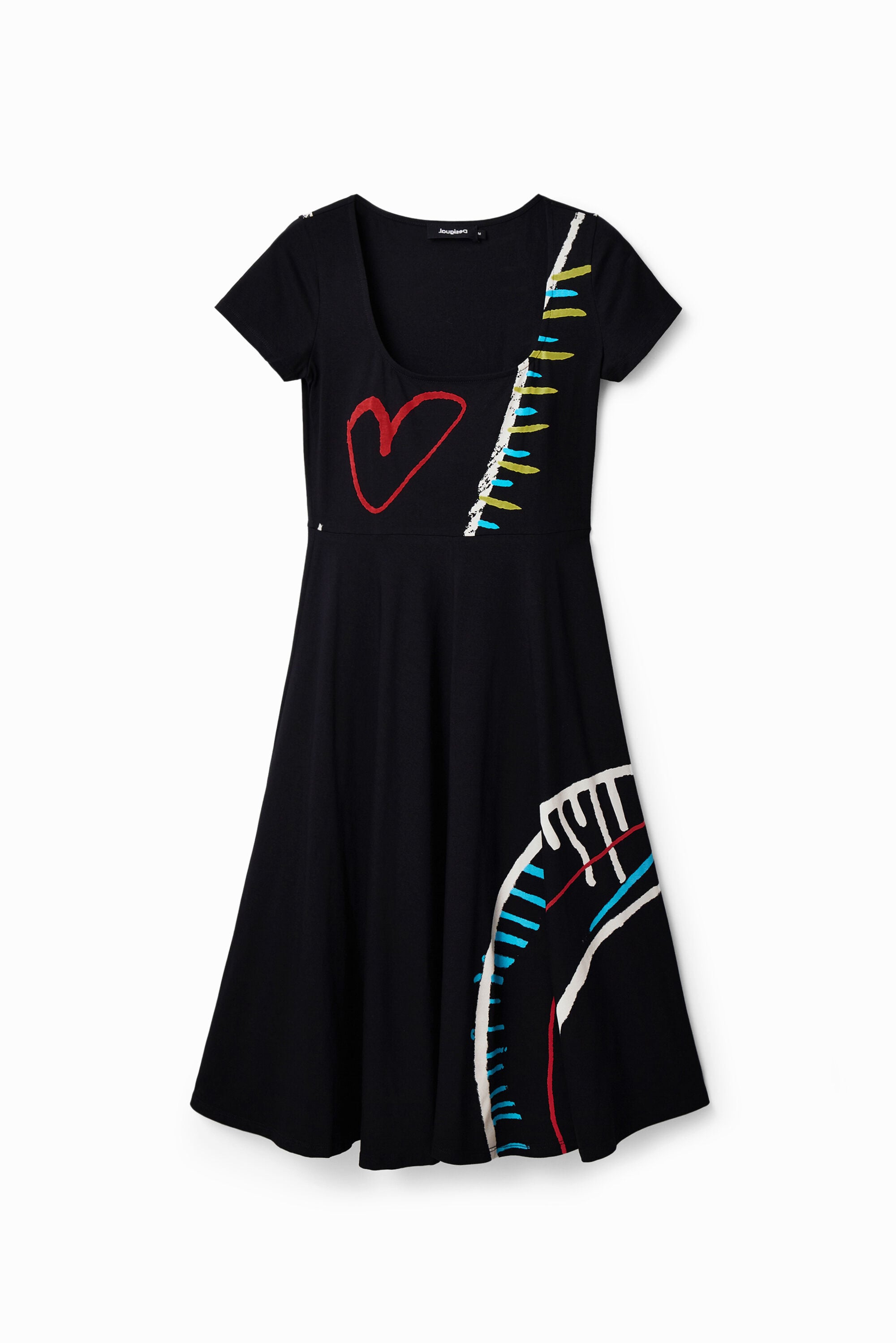 Desigual Wijd uitlopende en arty tricot jurk