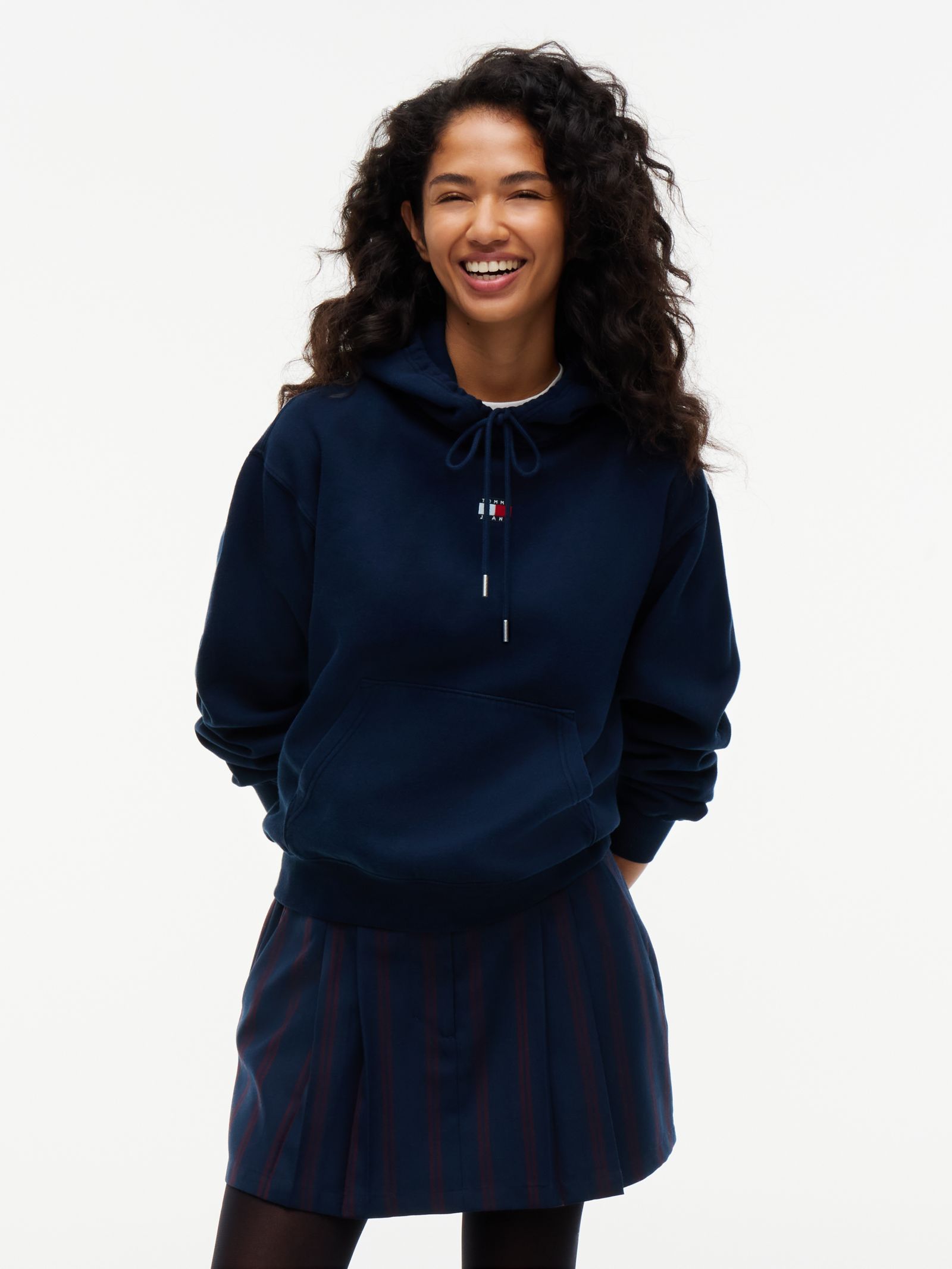 Tommy Jeans Relaxed fit hoodie met trekkoord en Tommy badge in marine