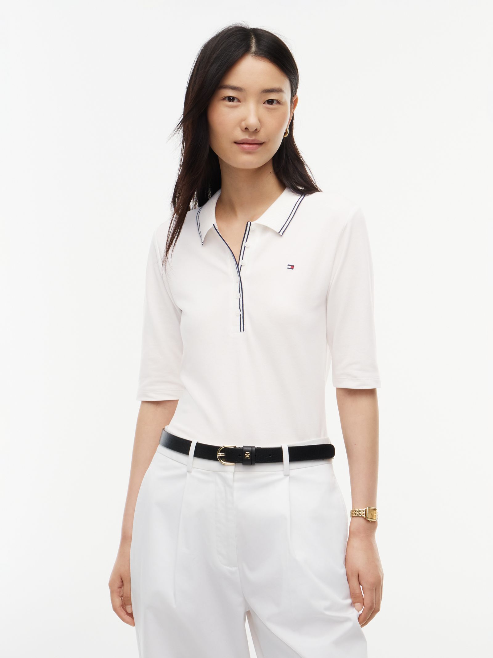 Tommy Hilfiger Slim fit polo met halve mouwen en streepje