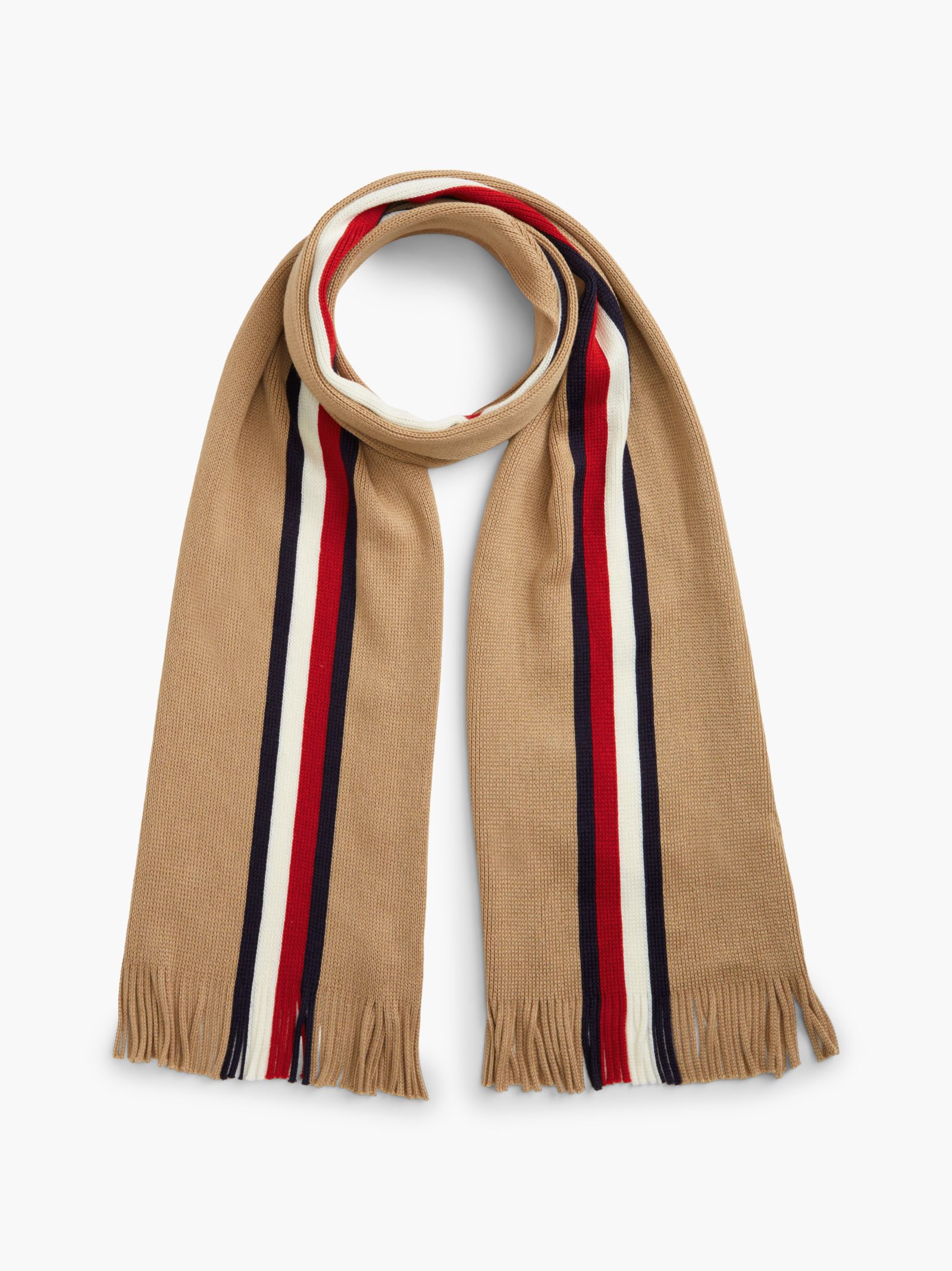 Tommy Hilfiger Wolmix sjaal met Signature streep in beige