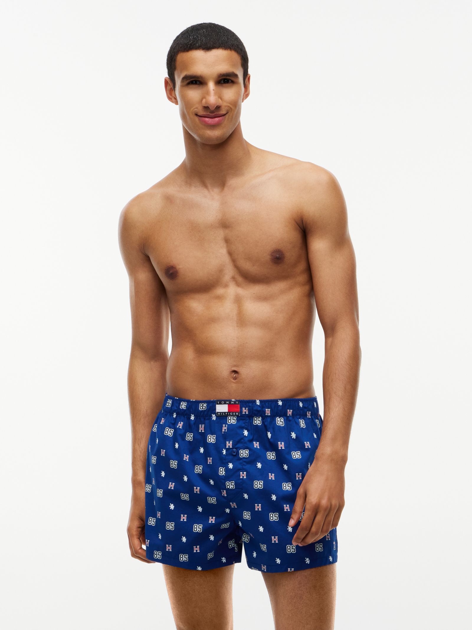 Tommy Hilfiger Set van 3 Geweven Boxershorts met Heritage Print in blauw
