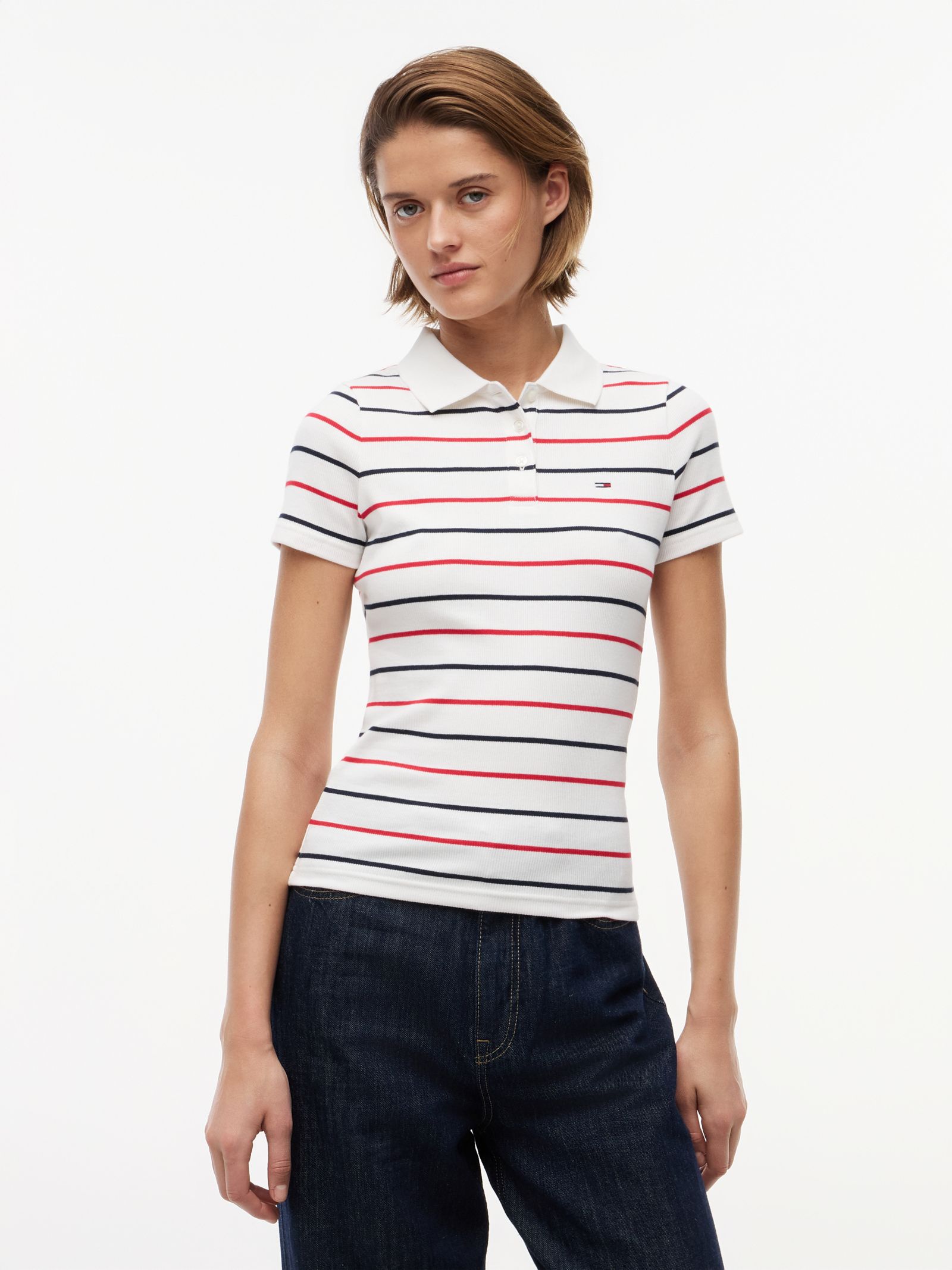 Tommy Jeans slim fit geribd poloshirt
