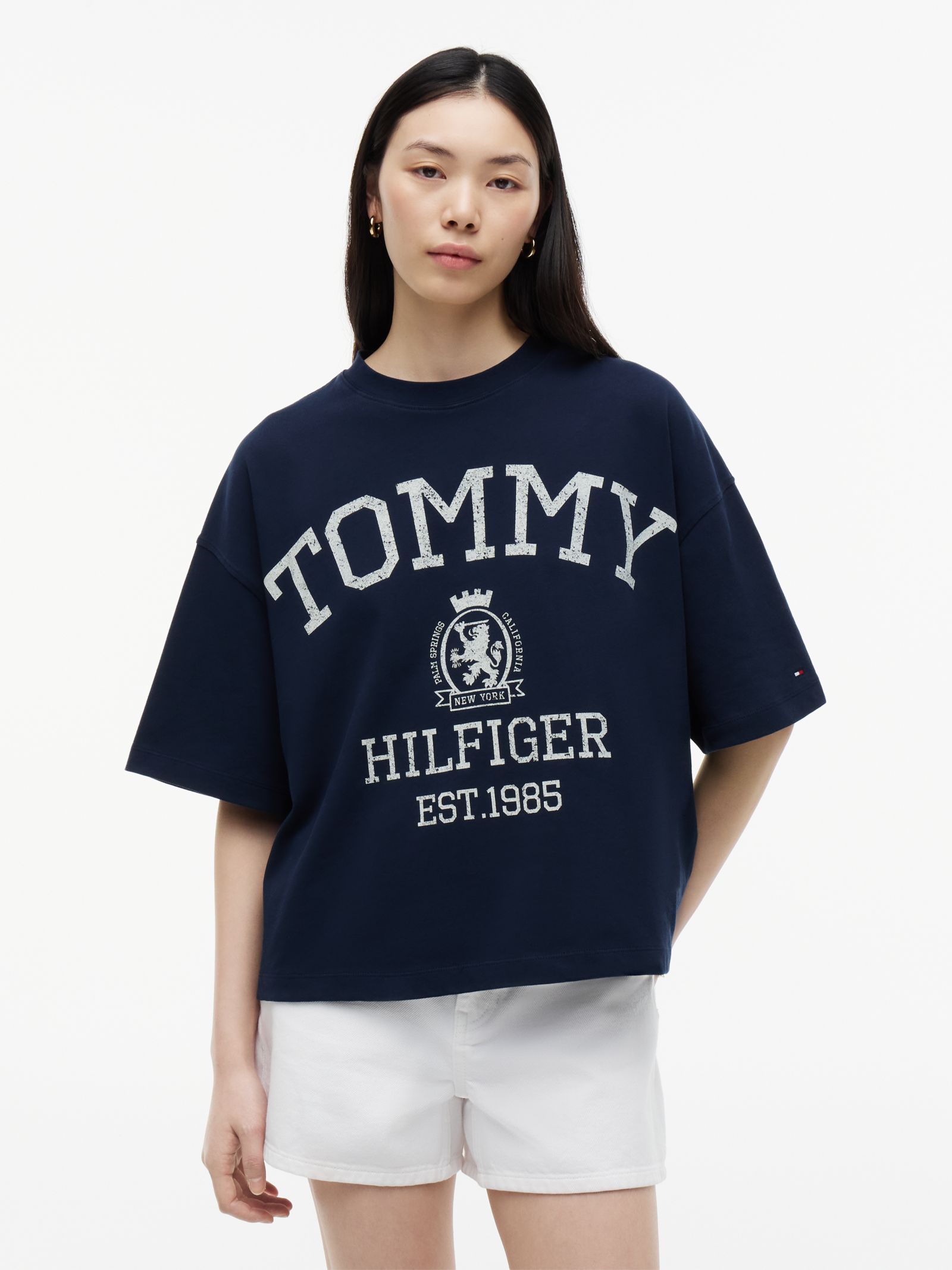 Tommy Hilfiger relaxed oversized T-shirt met embleem in marine