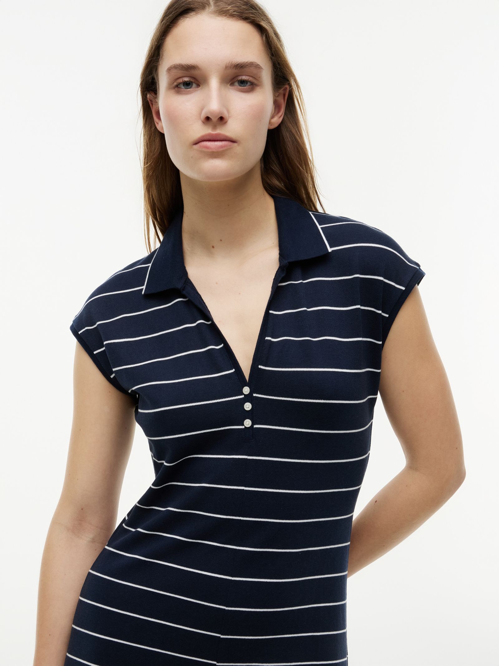 Tommy Hilfiger Piqué midi polojurk met Henley hals