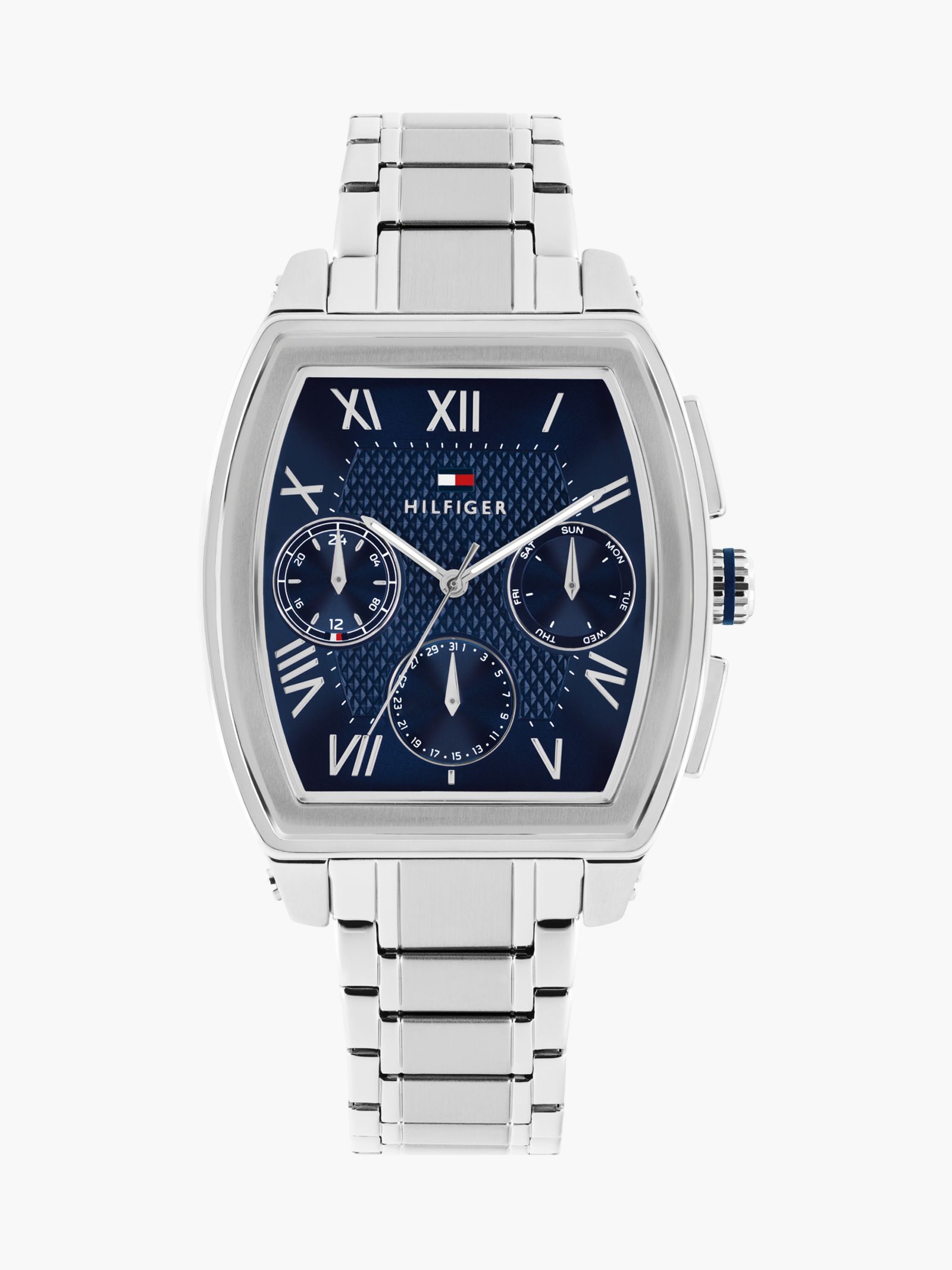 Tommy Hilfiger Horloge met vierkante blauwe wijzerplaat en schakelband for men