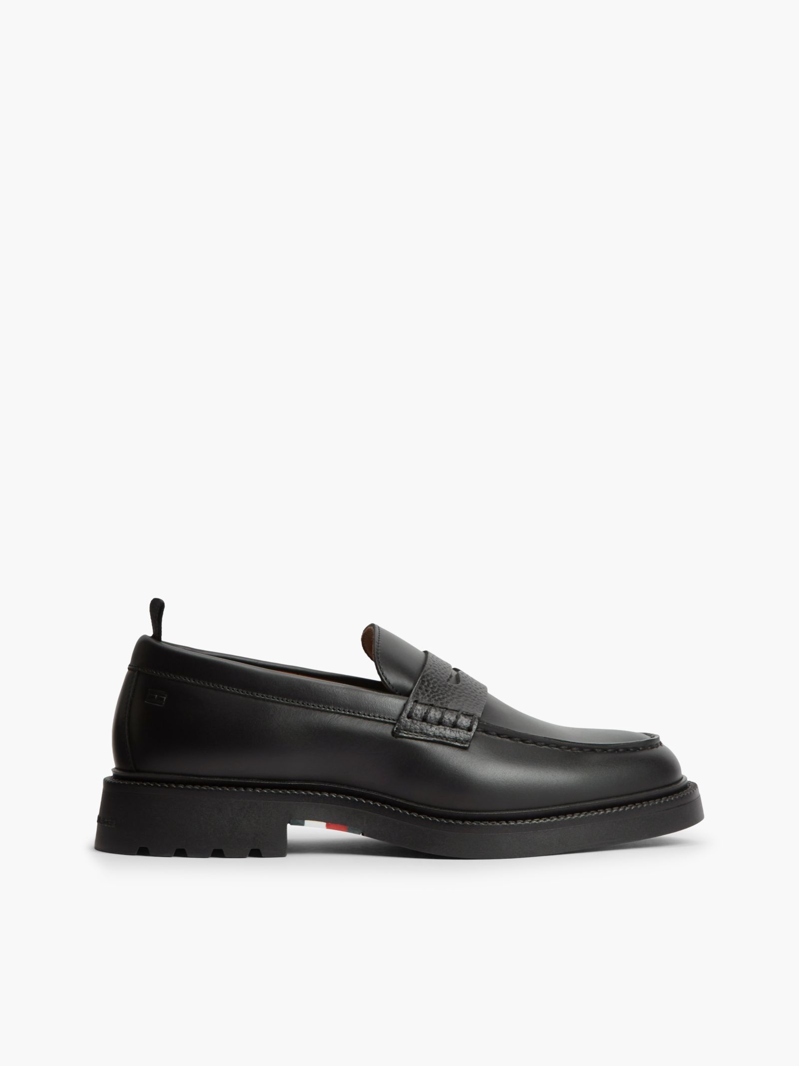 Tommy Hilfiger leren penny loafer met textuur in zwart