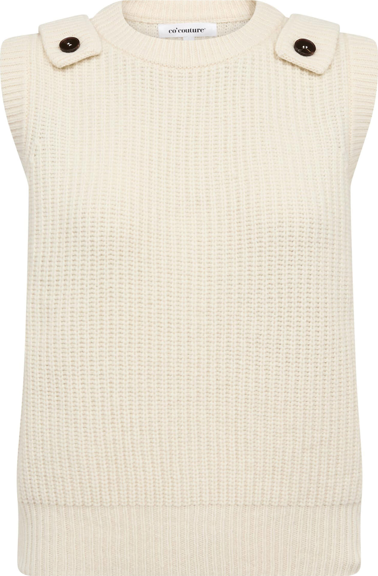 Co’couture Gebreide Spencer Alvia Shoulderstrap Off White dames