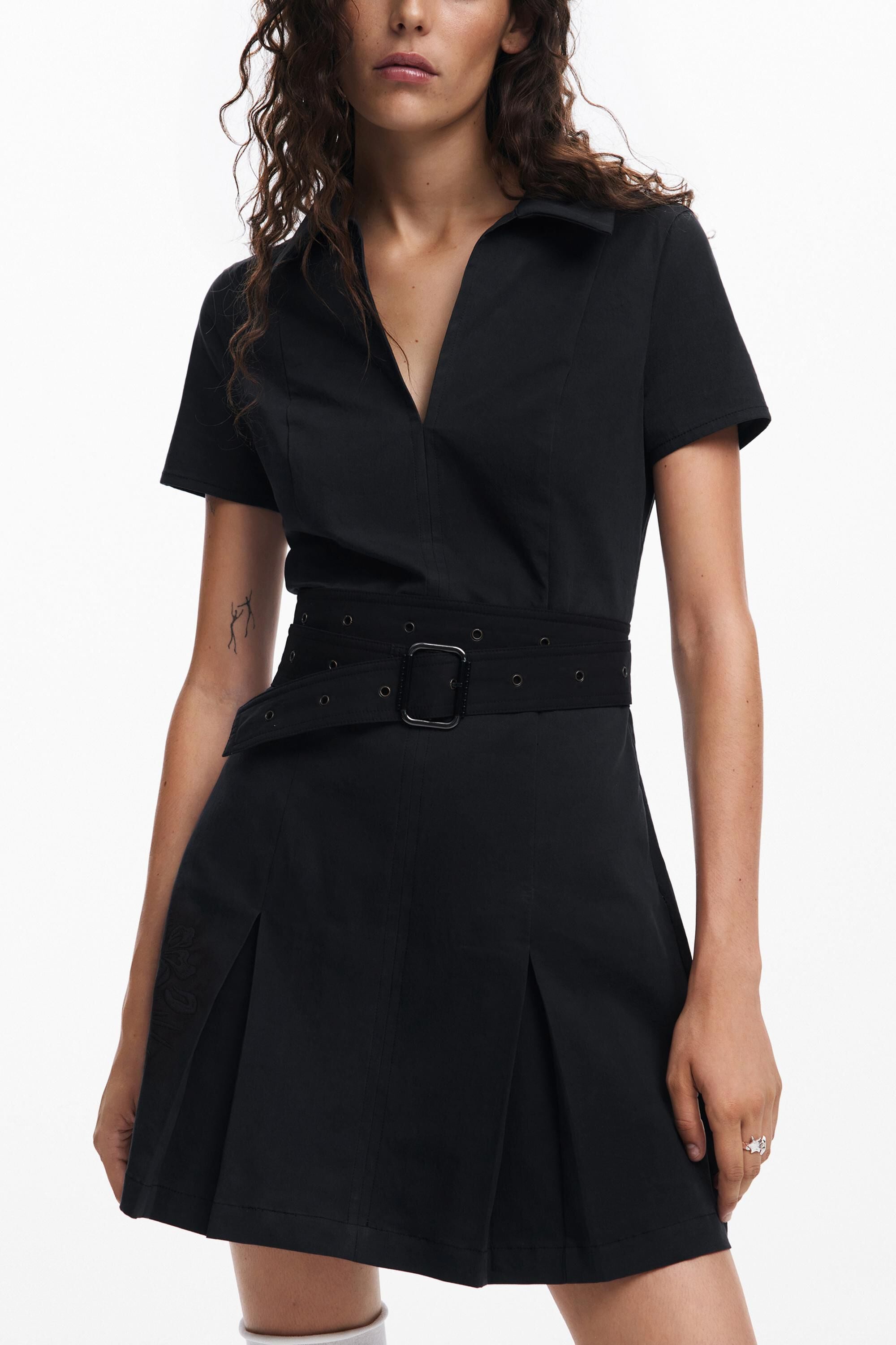 Desigual Plissérok jurk in zwart