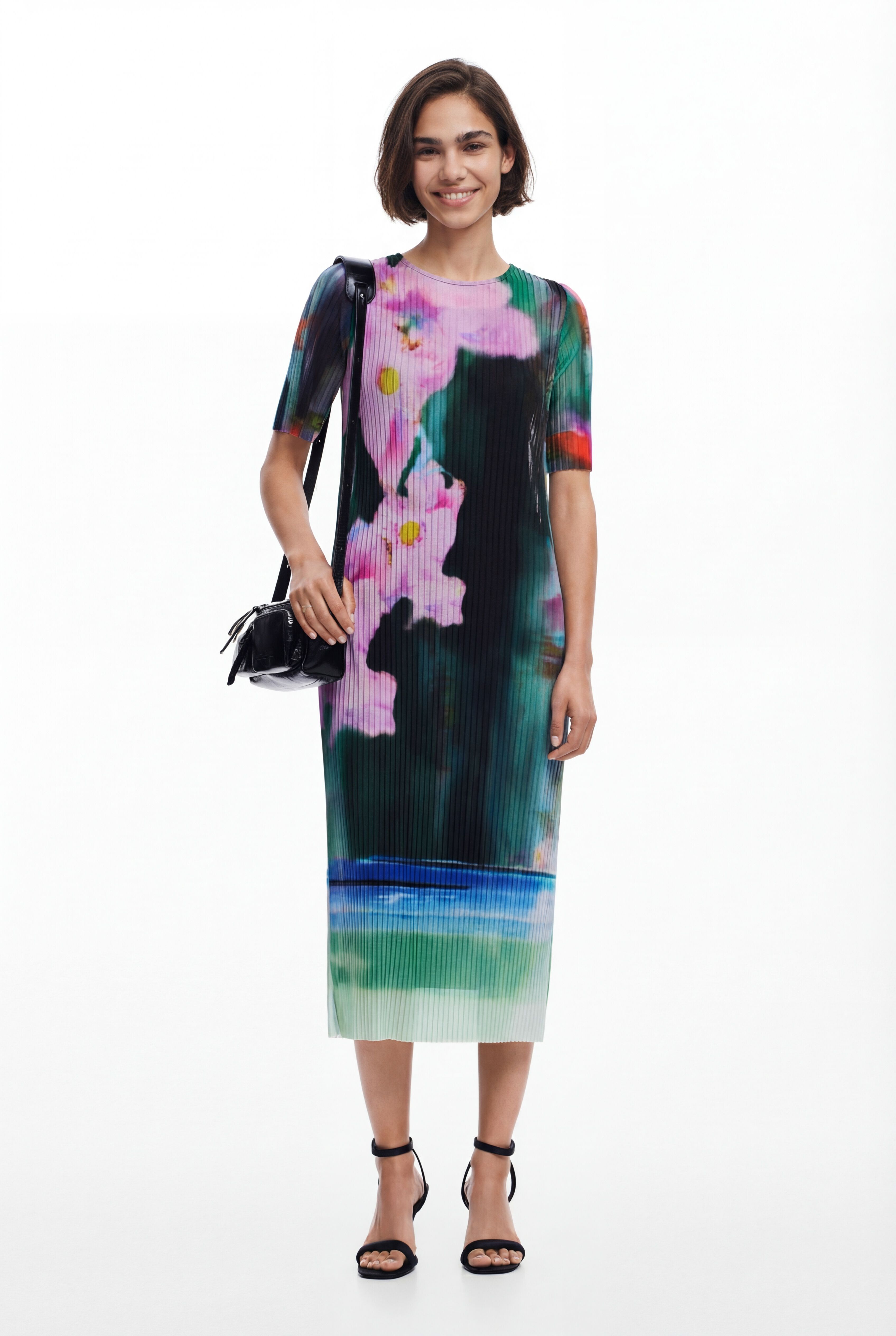 Desigual Bloemen midi-jurk in multicolor