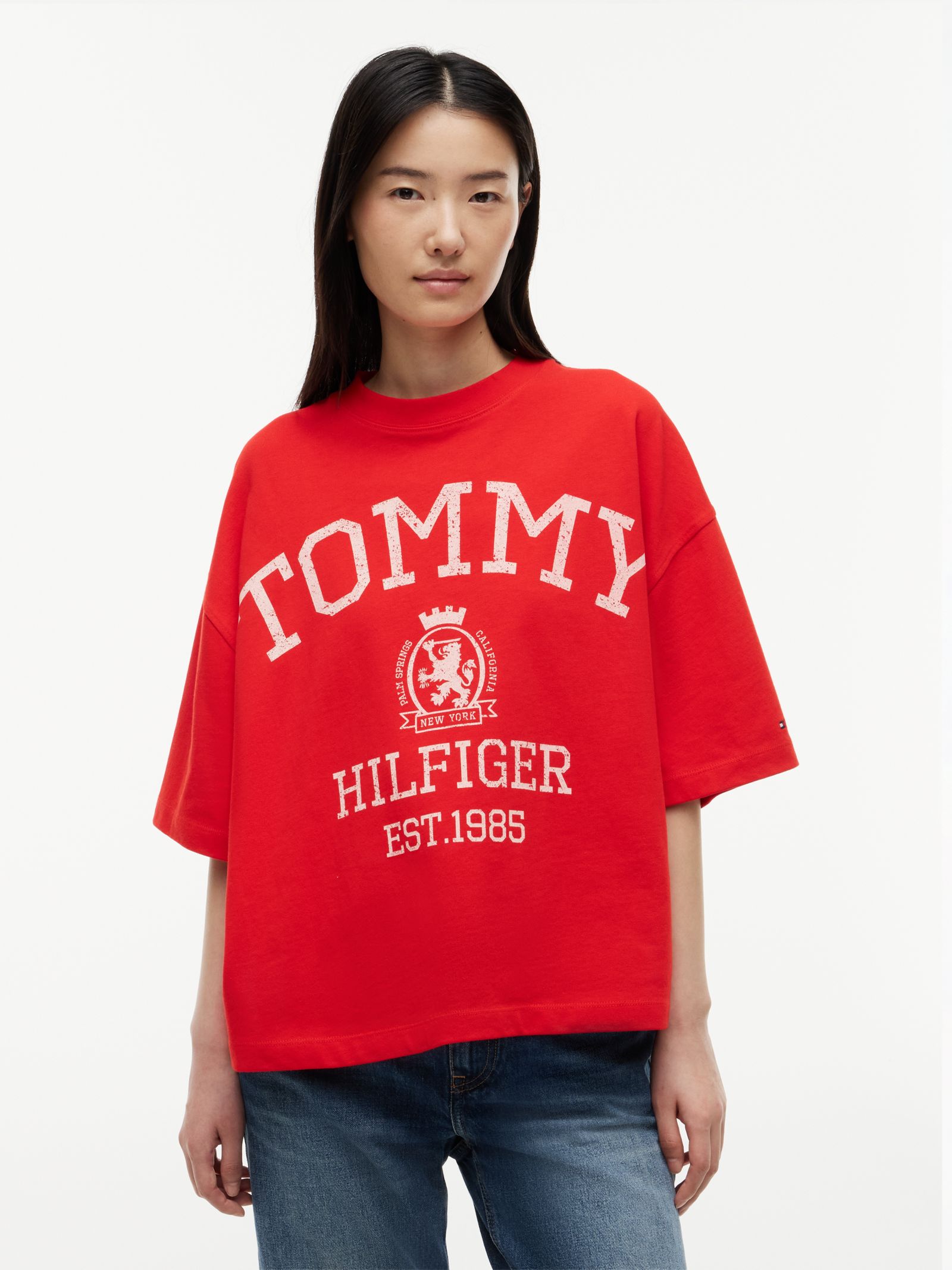 Tommy Hilfiger Relaxed oversized T-shirt met embleem in rood