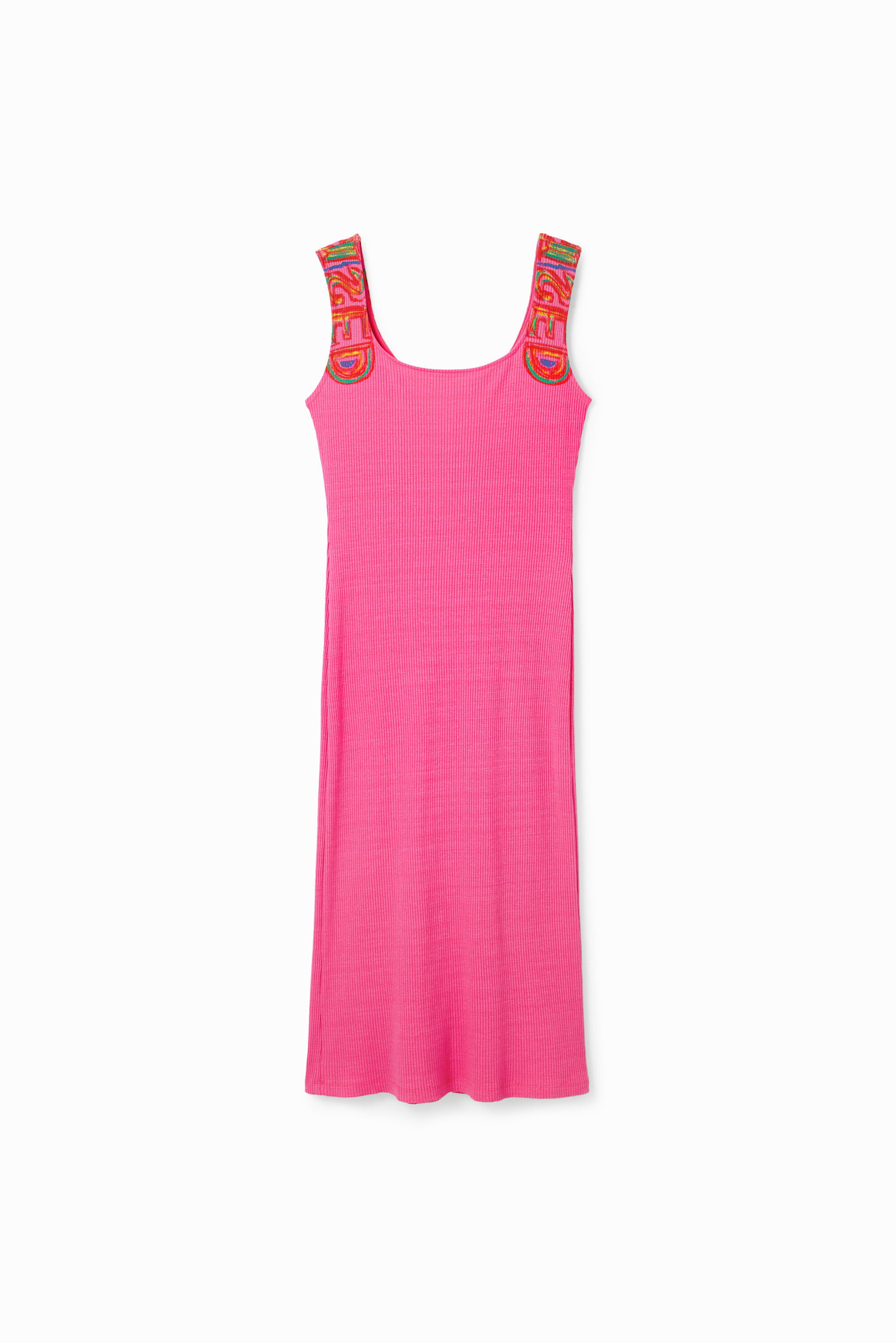 Desigual Geribde slim fit jurk met bandjes in roze