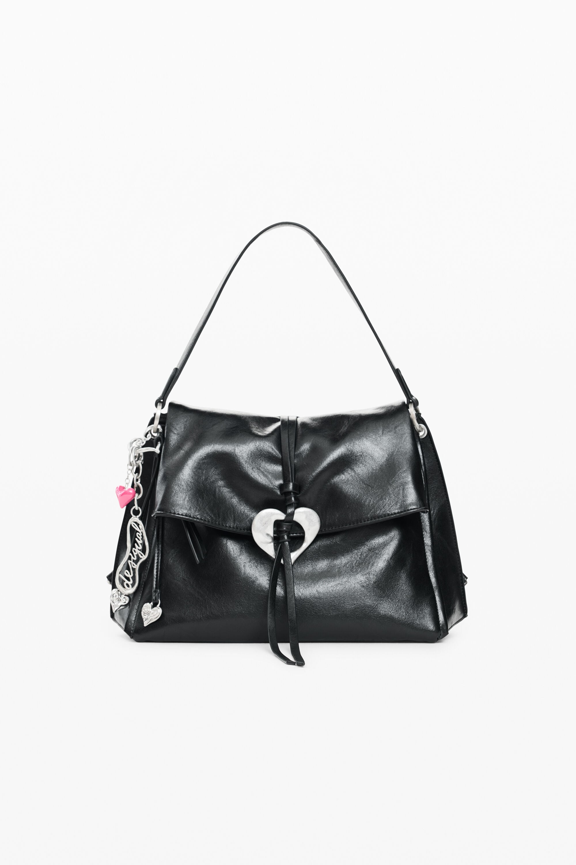 Desigual Middelgrote tas met leerlook in zwart