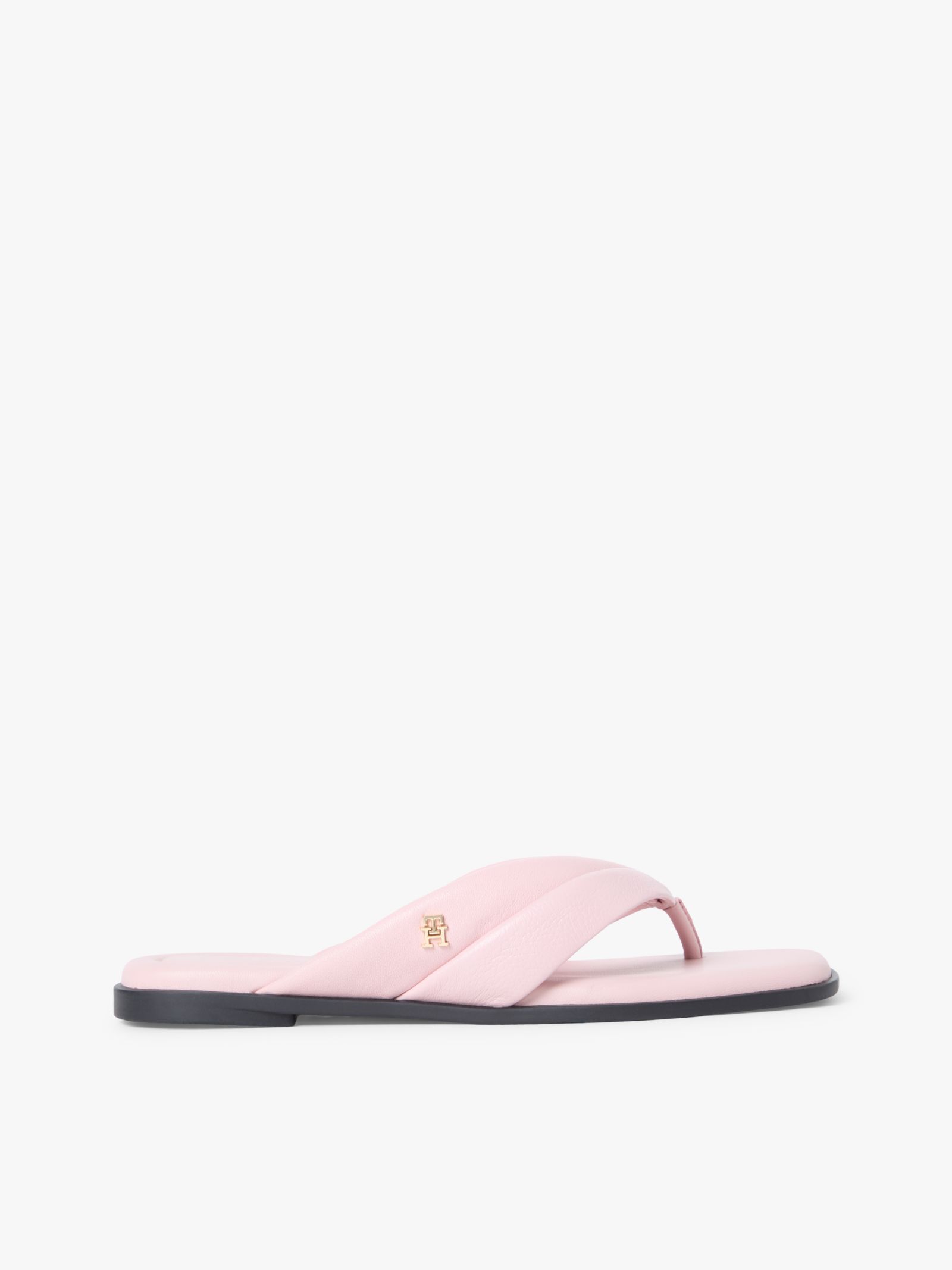 Tommy Hilfiger leren platte teenslipper in roze