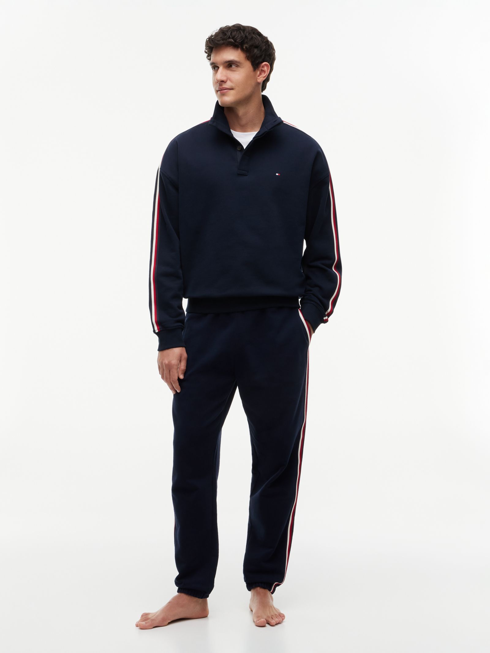 Tommy Hilfiger Terry lounge jogger met Signature streep in marine