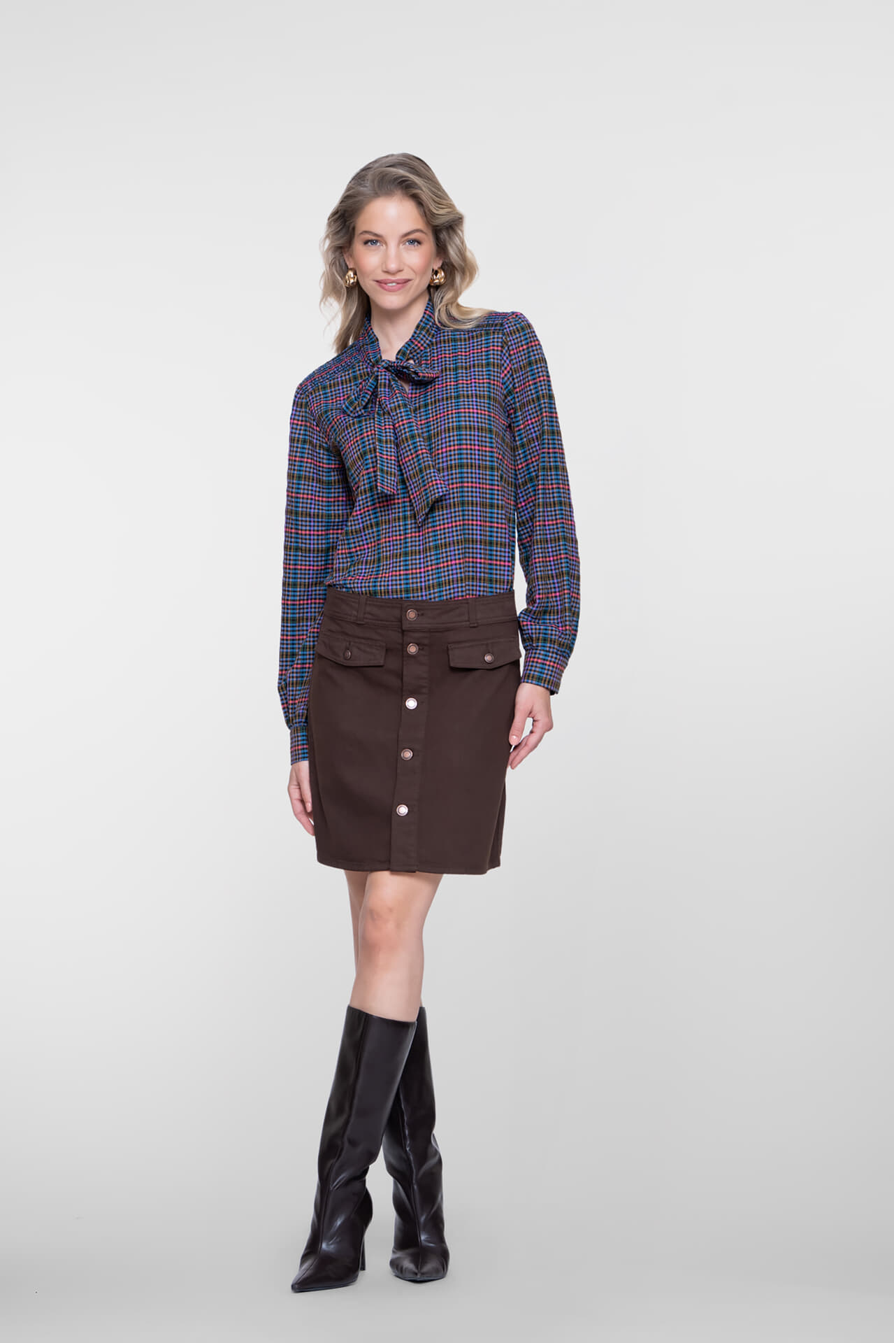 Geisha Spijker Rok Buttons Bruin dames