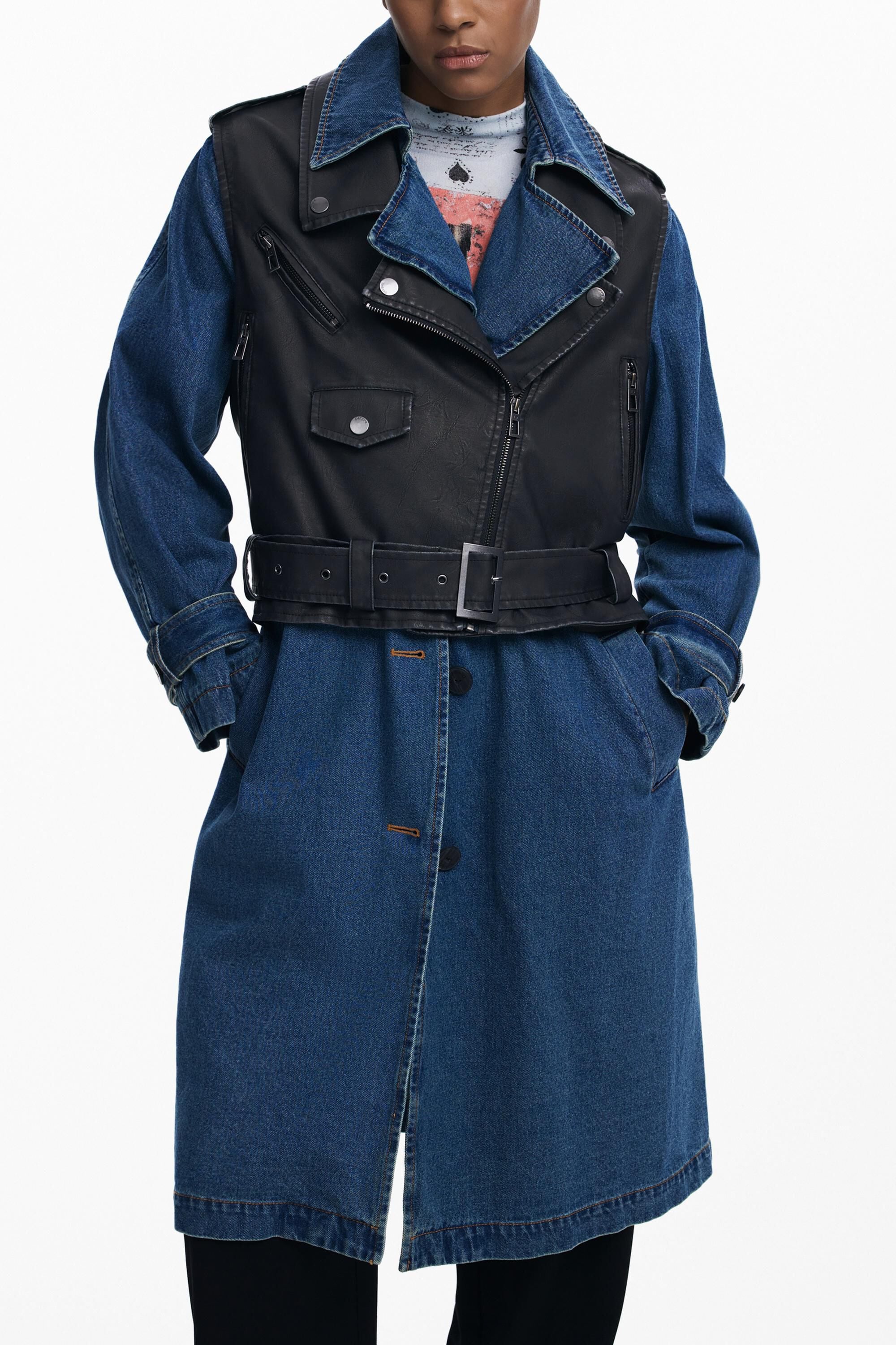 Desigual Afneembare denim trenchcoat