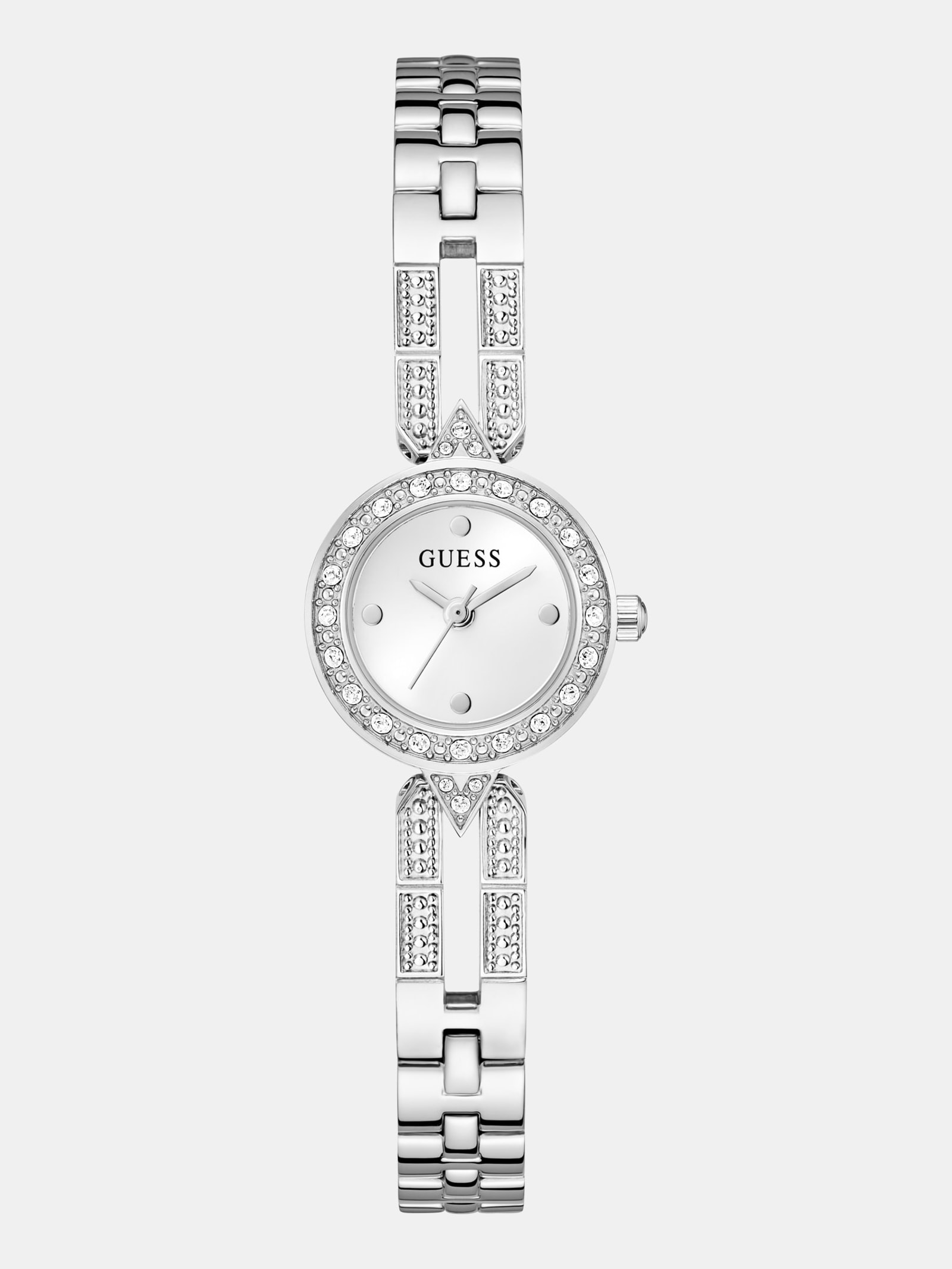 Guess Crystal Recycled Steel Analoog Horloge 22,5 Mm in zilver