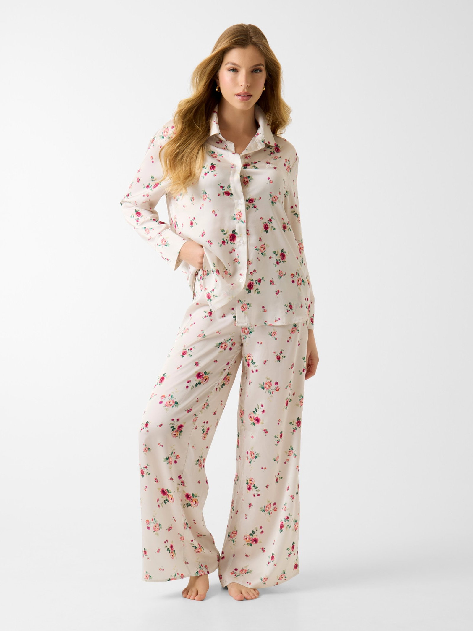 Guess Ophelia Satijnen Pyjama’s in beige