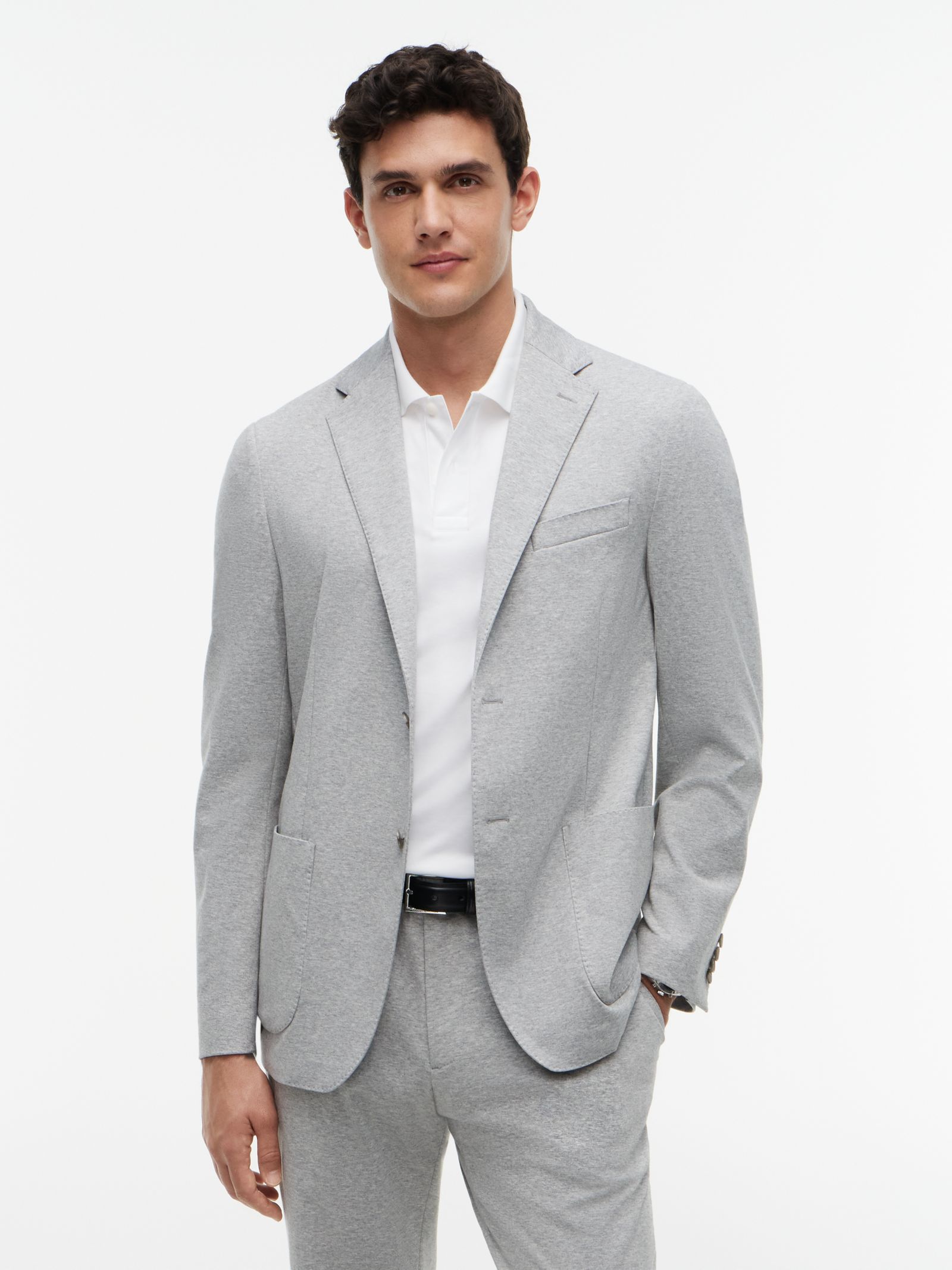 Tommy Hilfiger TH Flex regular fit single breasted jersey blazer in grijs