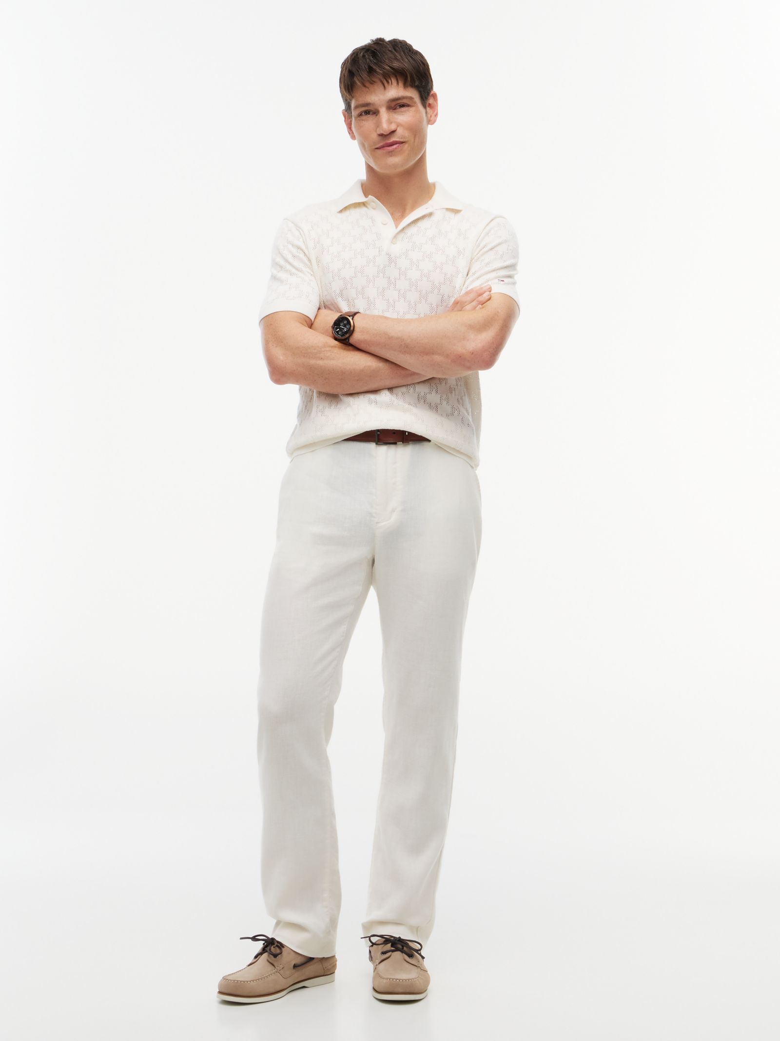 Tommy Hilfiger Denton Slim Straight Chino van Linnenmix in wit