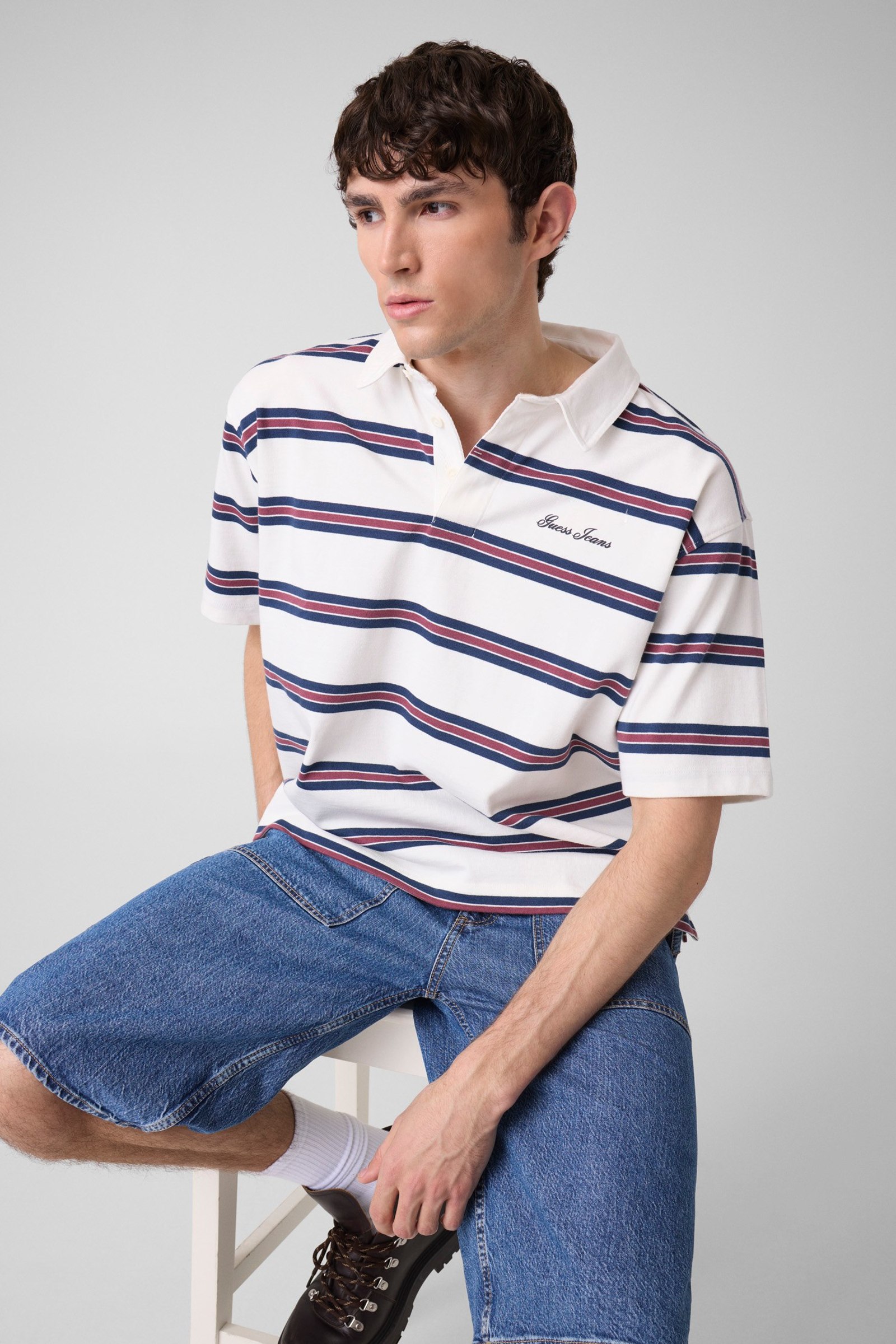 Guess Gestreept Polo T-Shirt in wit