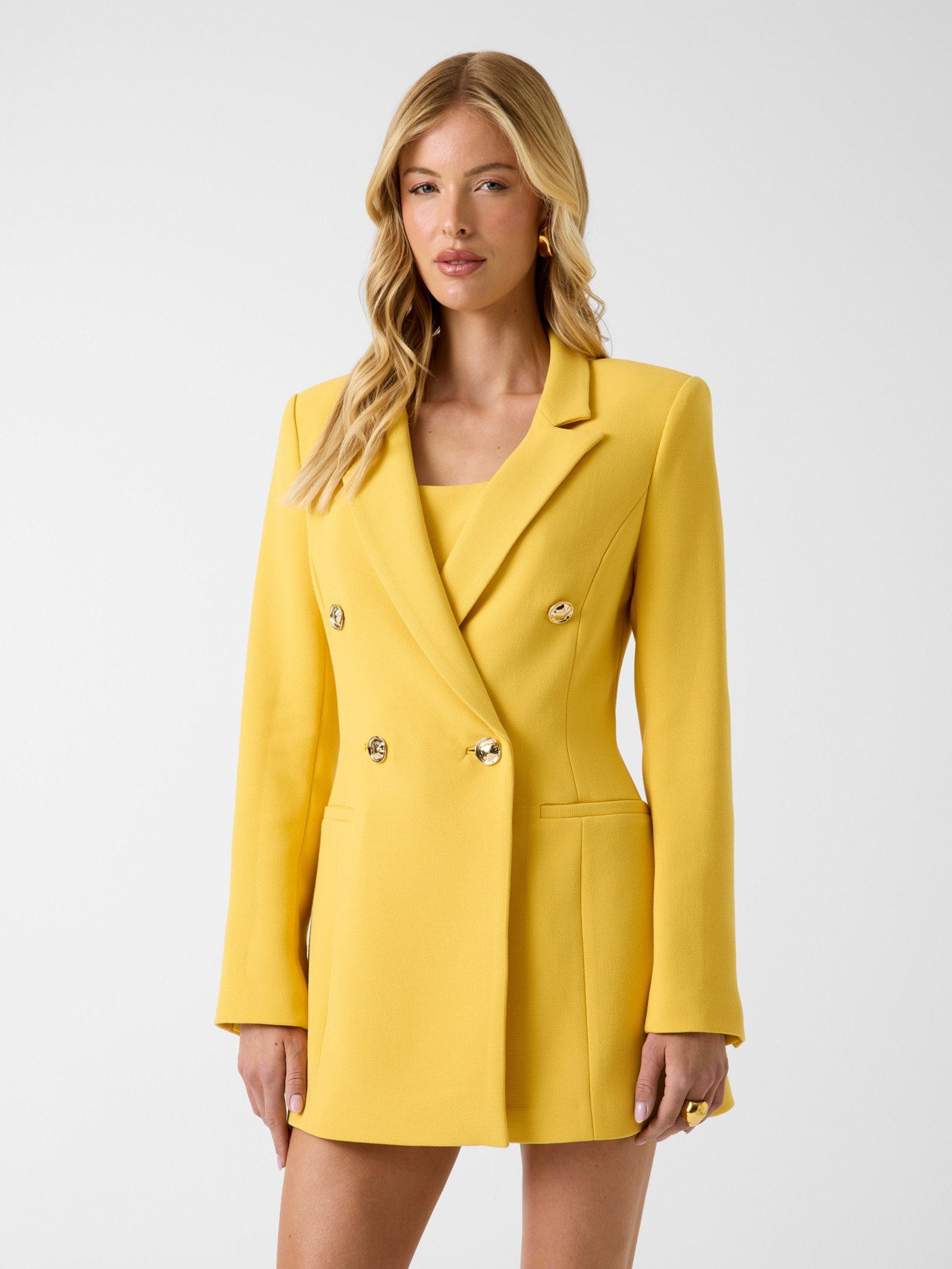 Guess Marciano Double-Breasted Blazer in geel