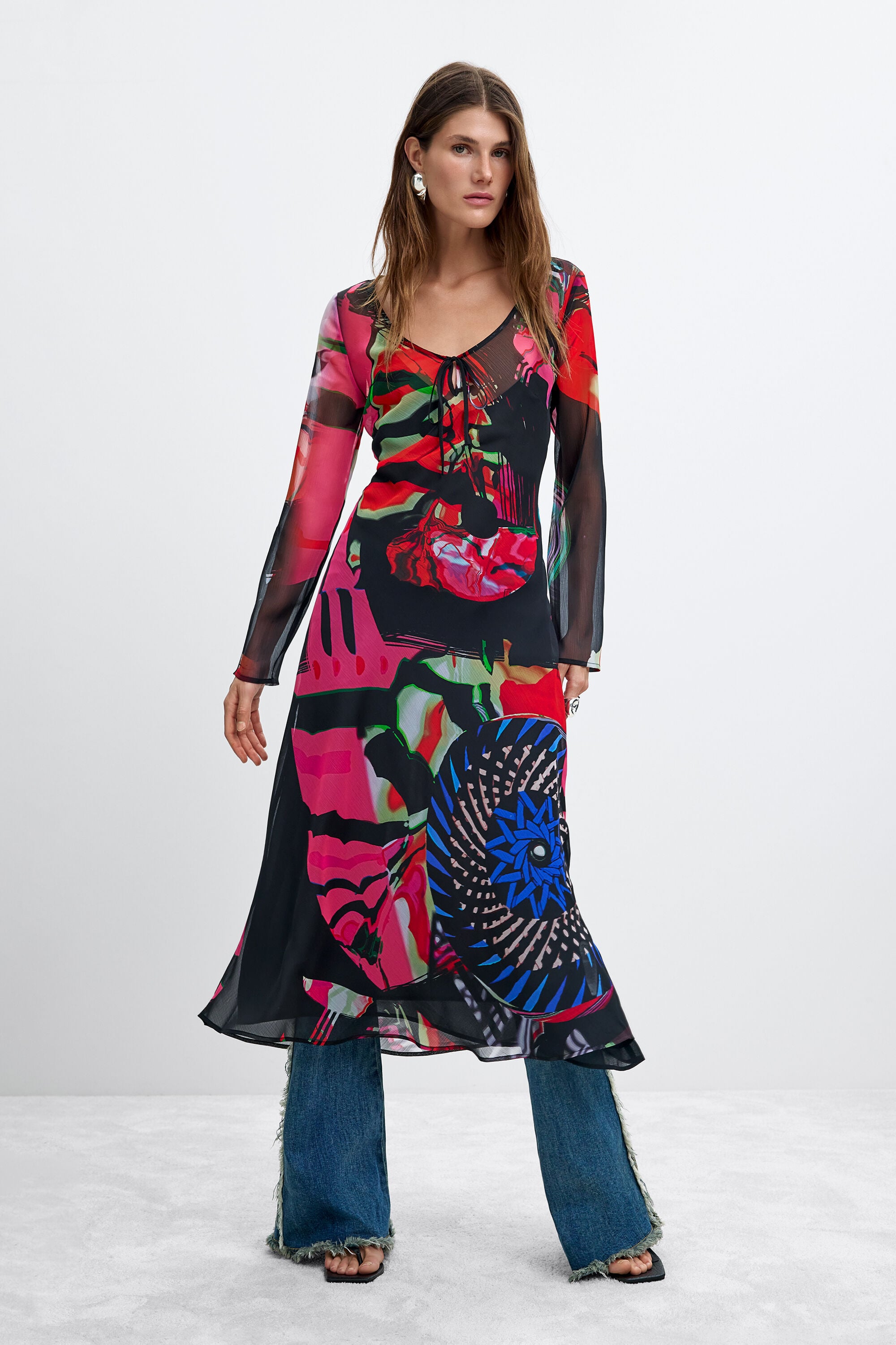 Desigual Bedrukt Jurk Lange Mouw M. C. Lacroix