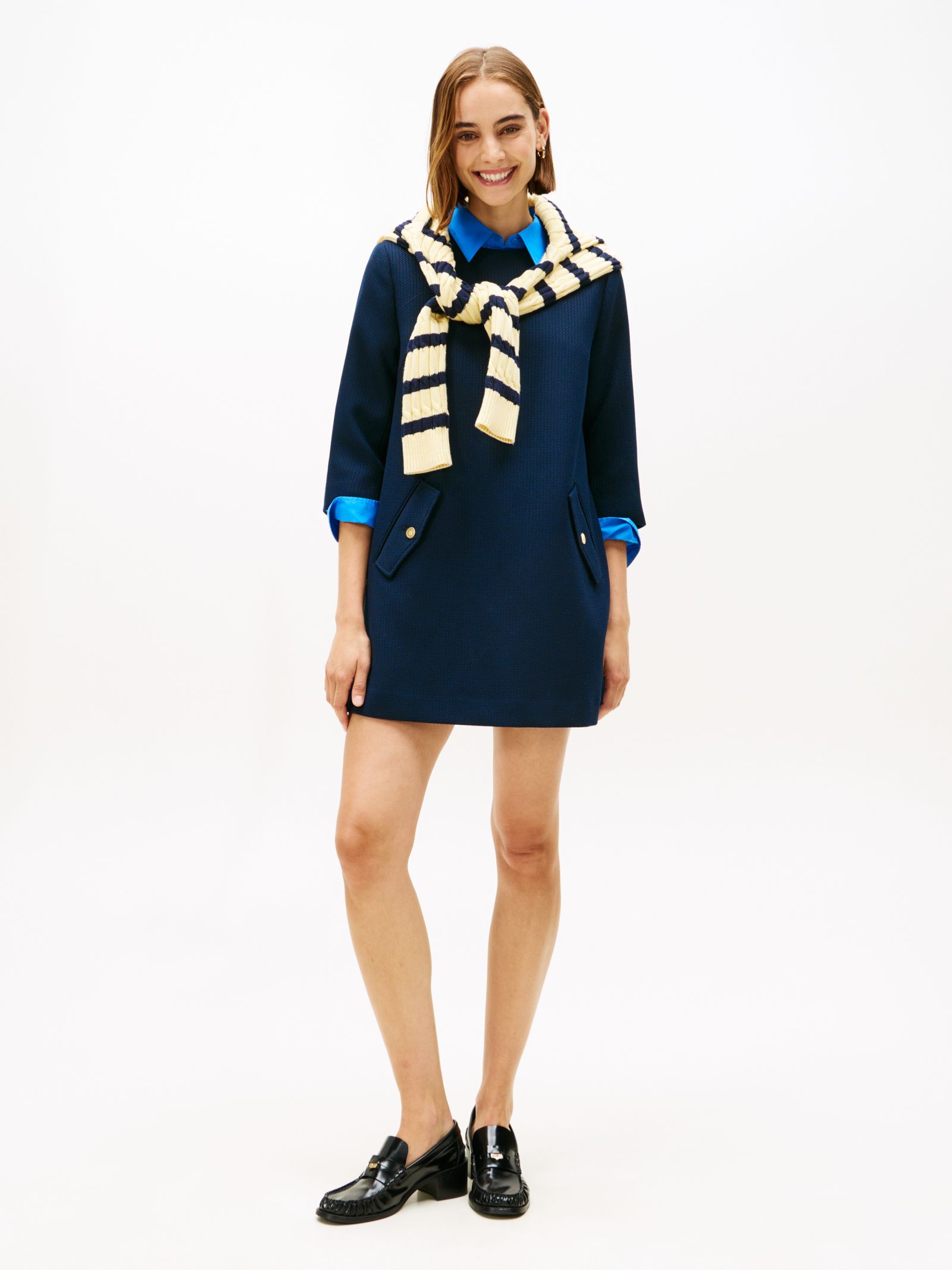 Tommy Hilfiger Getextureerde mini shiftjurk van wolmix