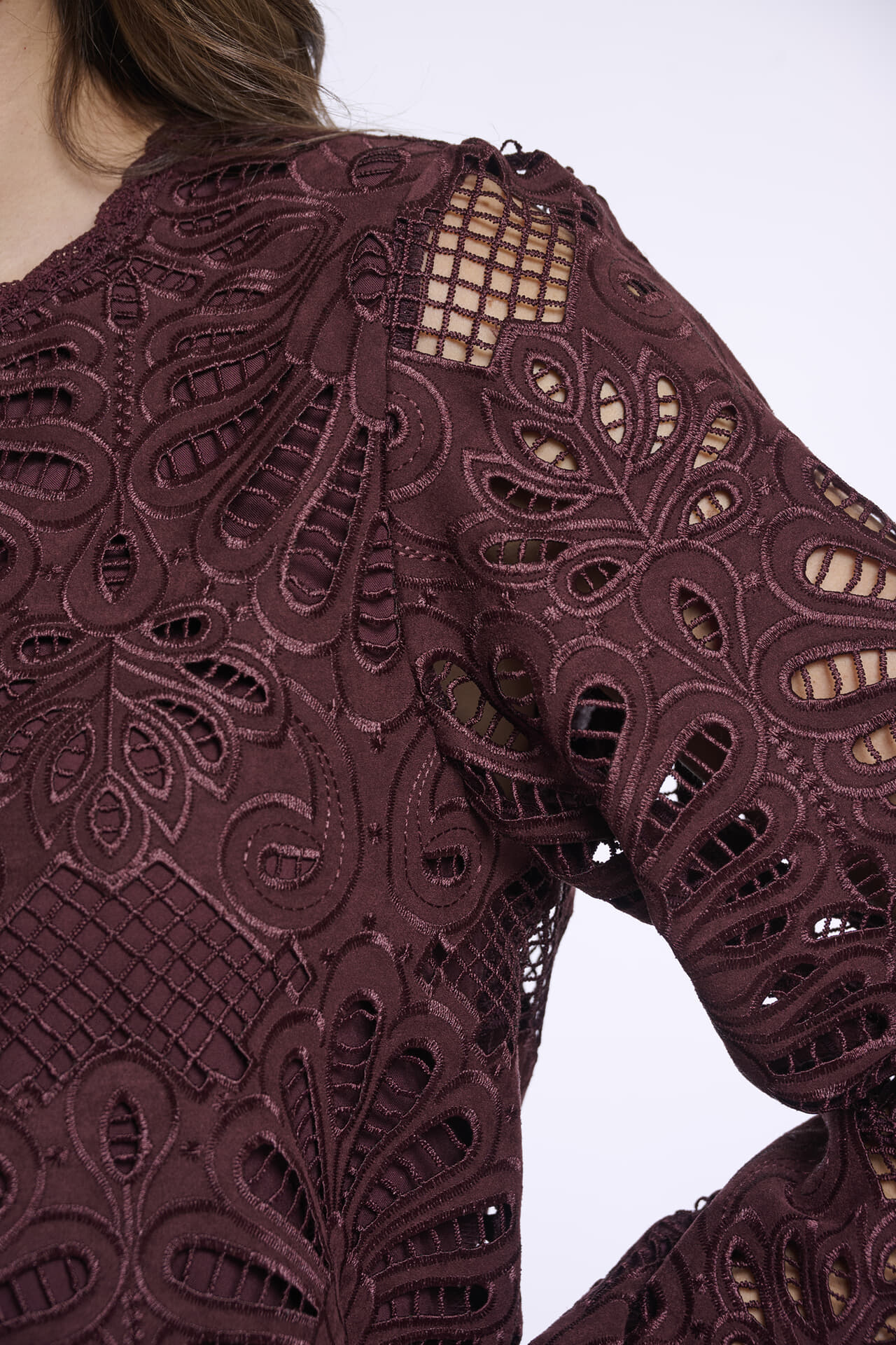 Rino & Pelle Rino & Pelle Blouse Jaike Long balloon Sleeve Bordeaux dames