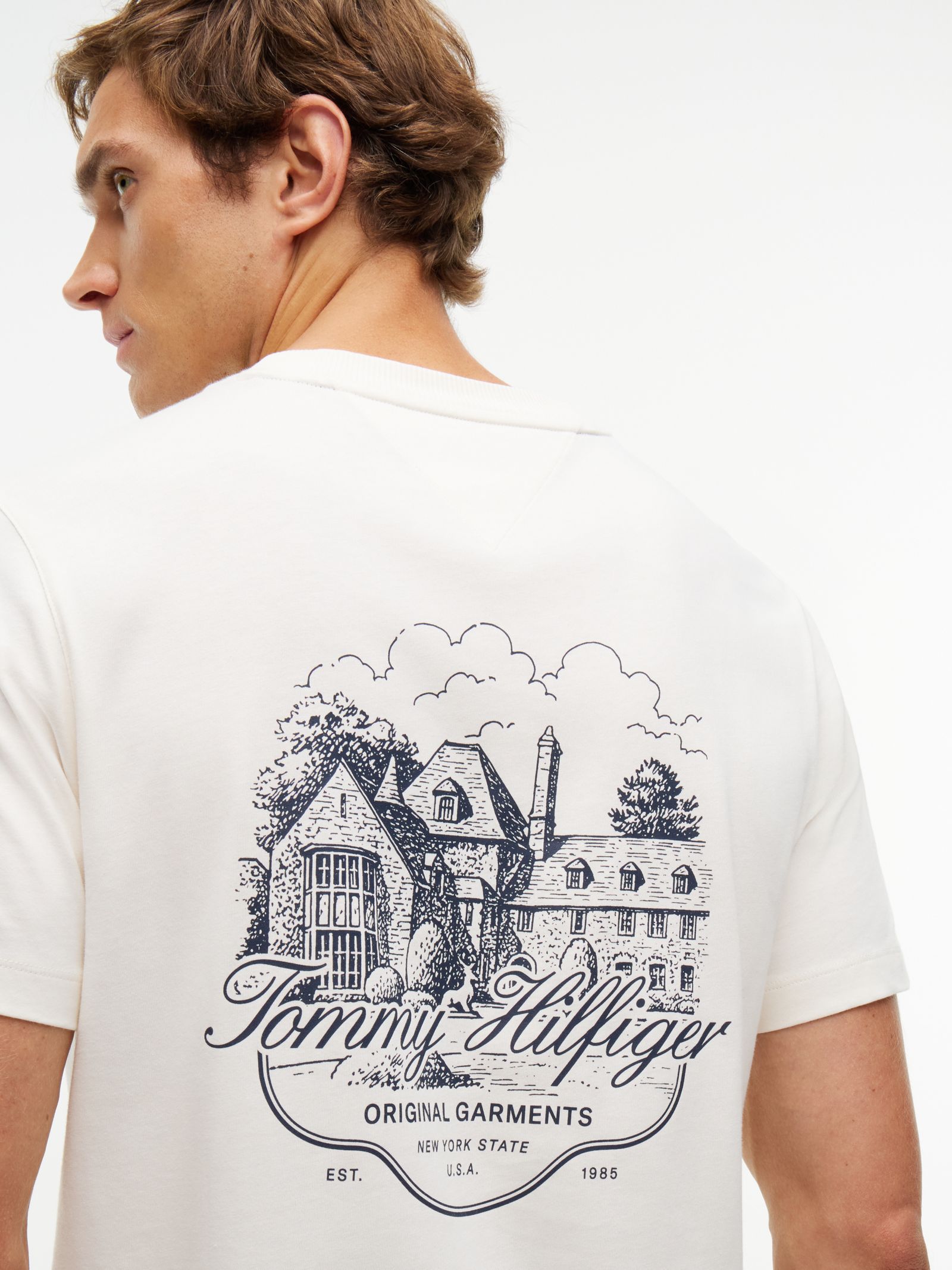 Tommy Hilfiger Jersey T-shirt met graphic op de rug in wit