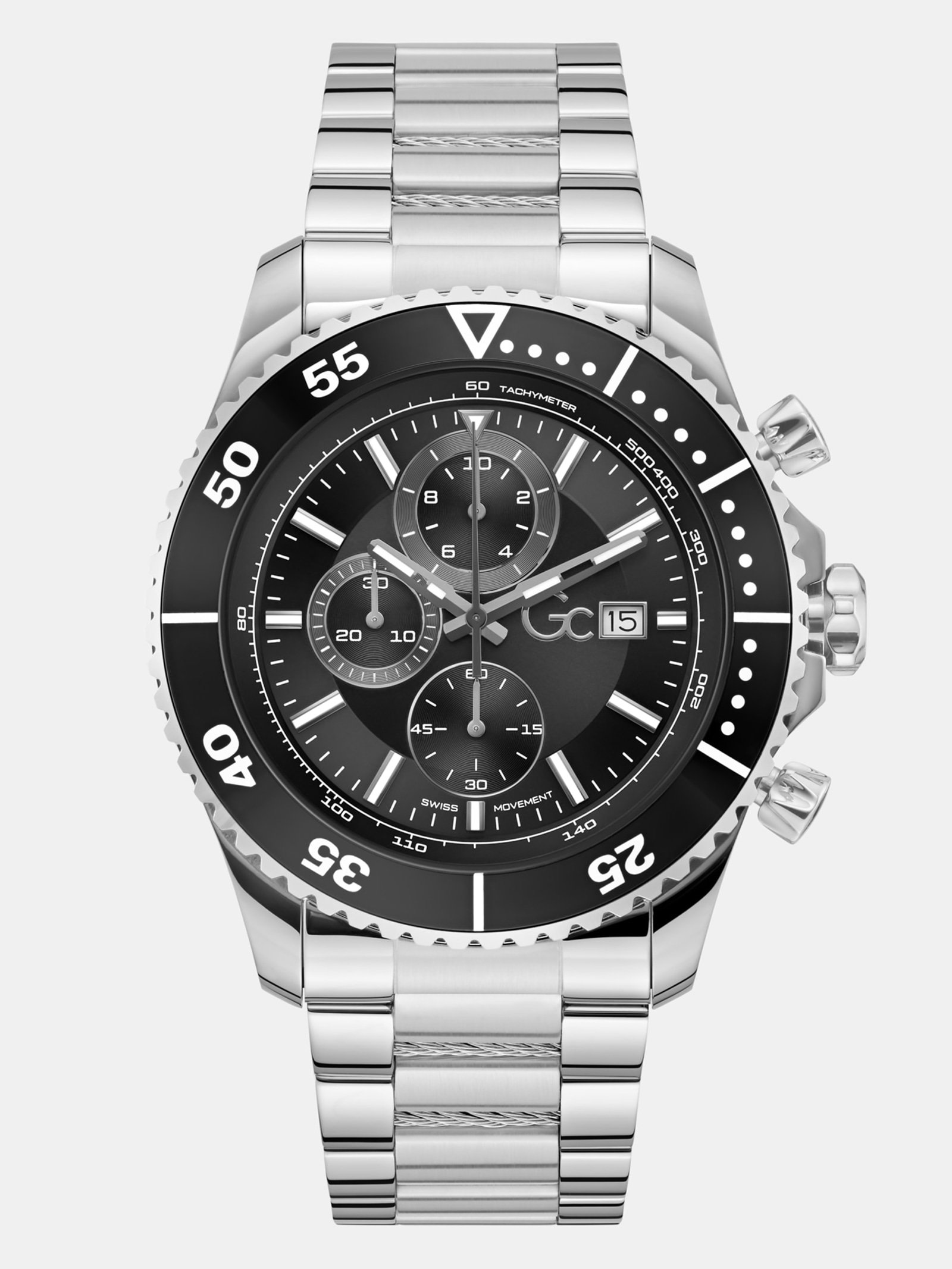 Guess Gc Roestvrijstalen Horloge 44 Mm in zilver